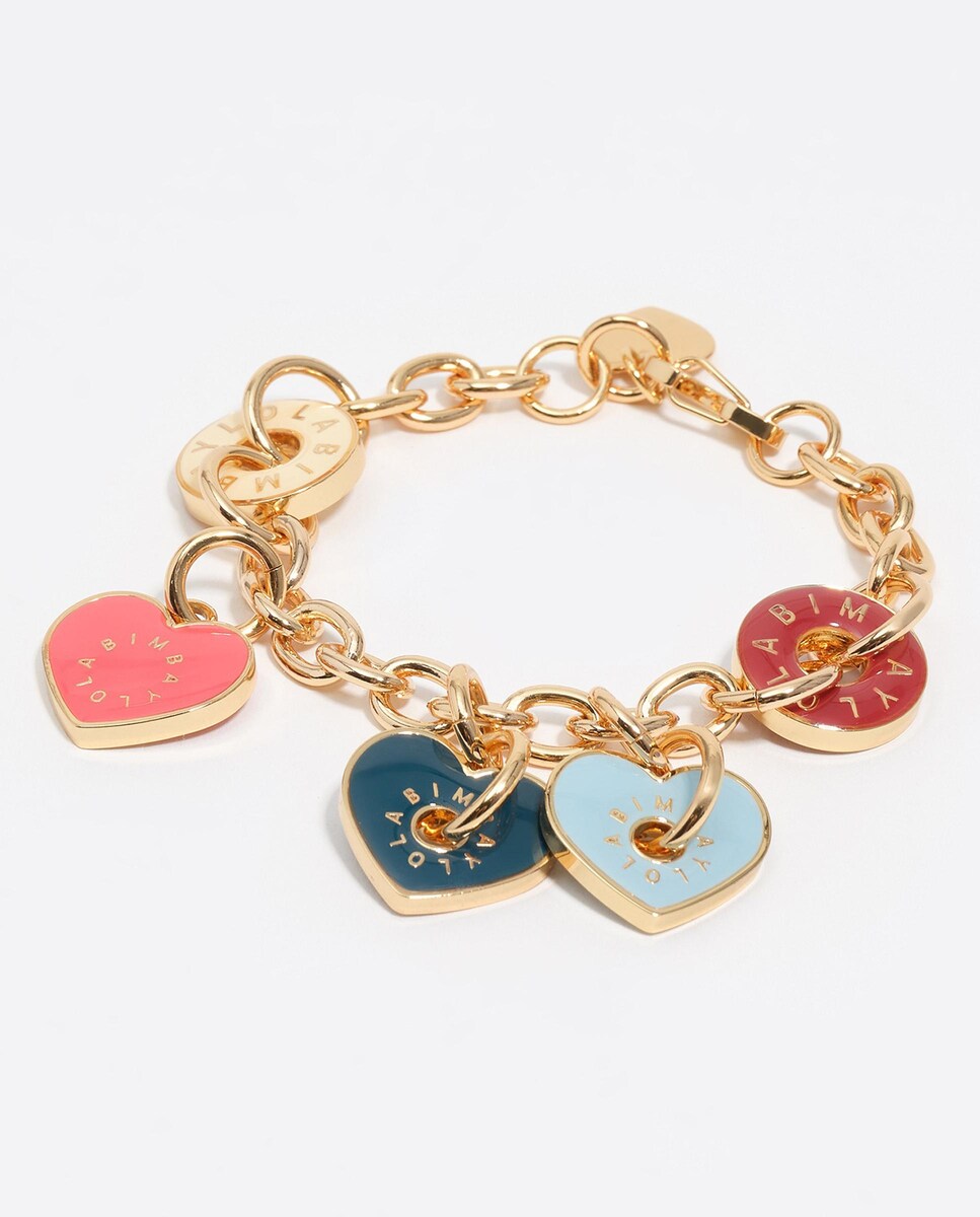 Pulsera logos corazón dorada Granate-1