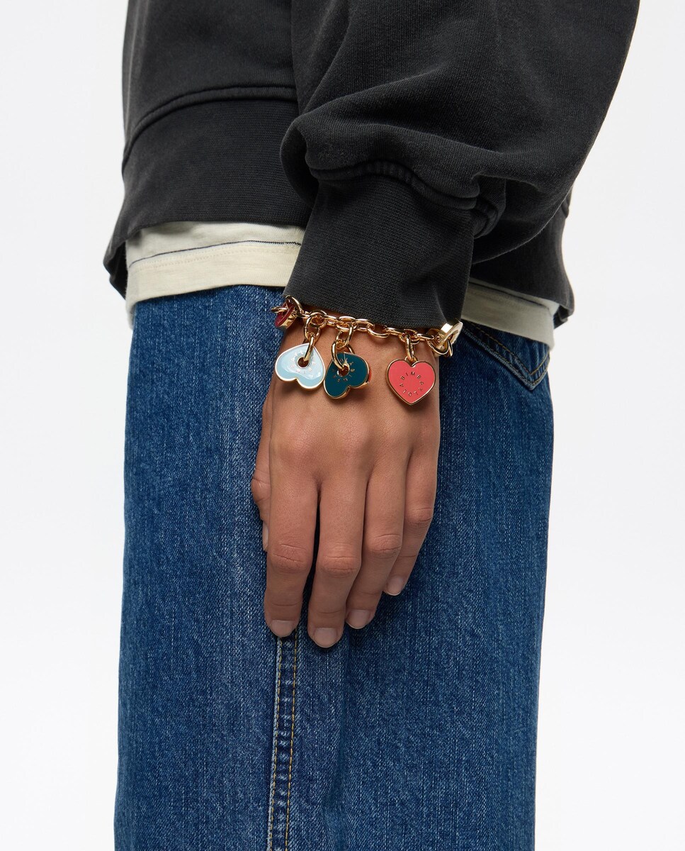 Pulsera logos corazón dorada Granate-2