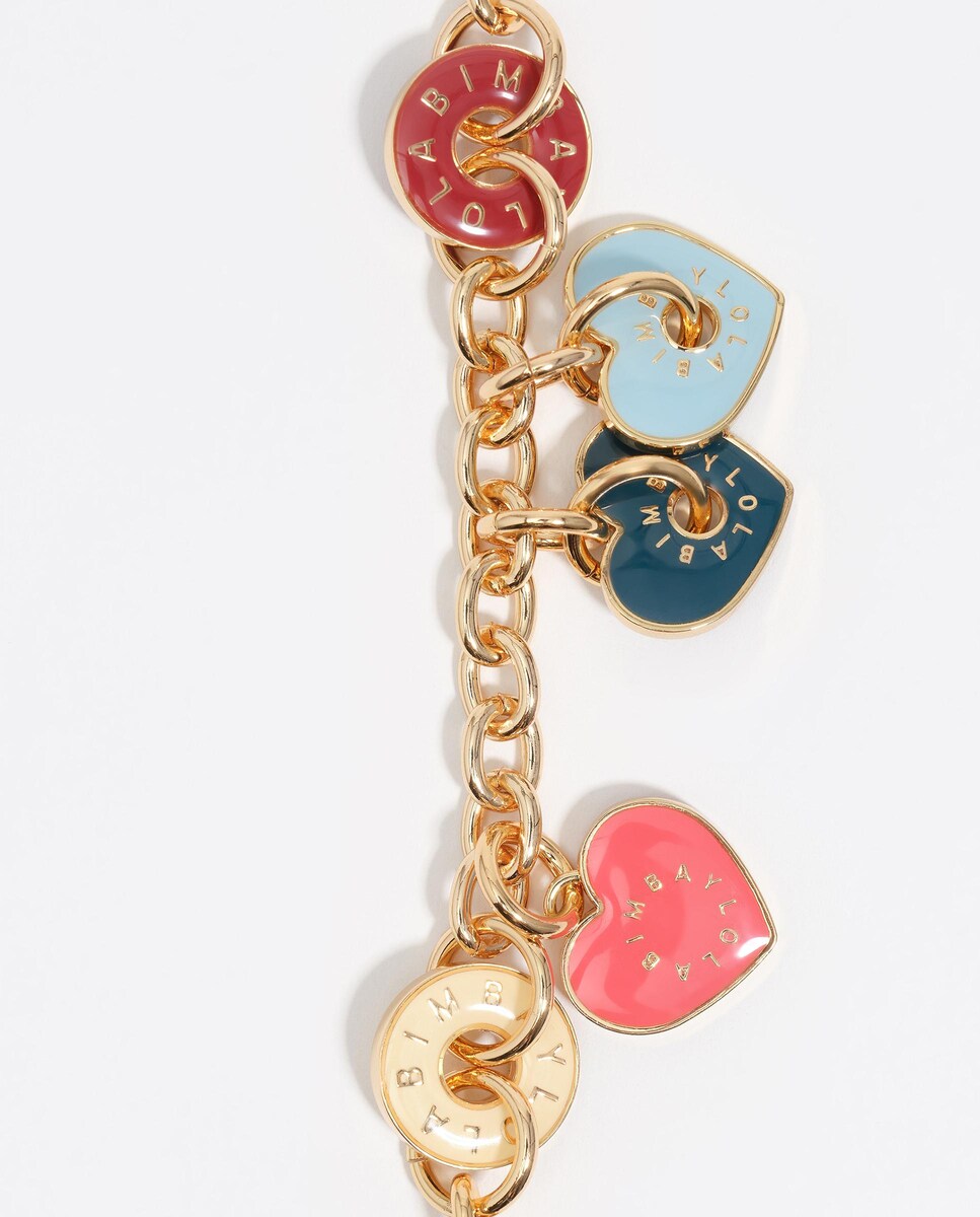 Pulsera logos corazón dorada Granate-3