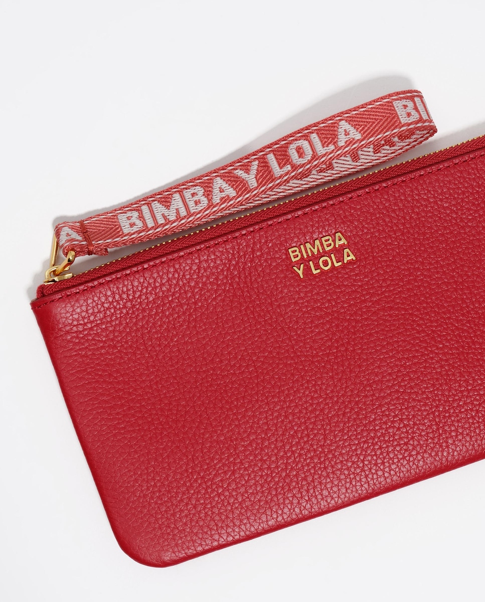 Monedero largo piel rojo