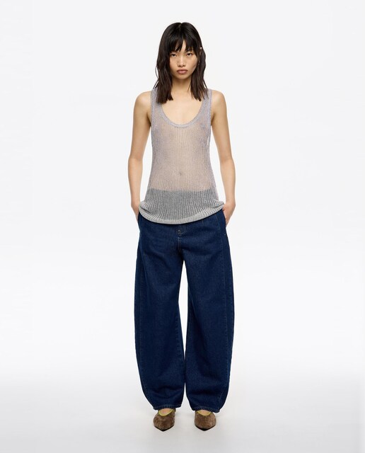 Imagen 0 de Pantalones rectos de mujer Barrel de tro alto