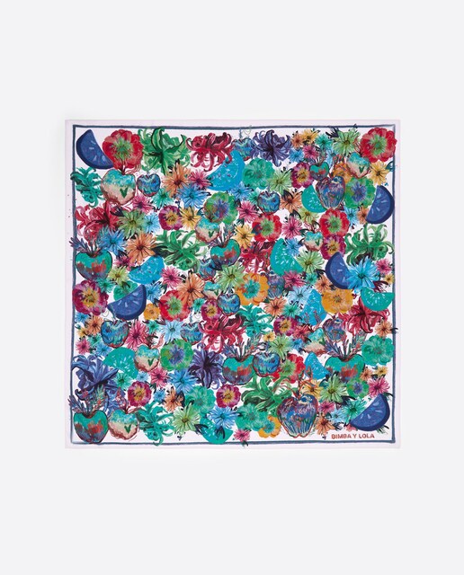 Imagen 0 de Pañuelo de mujer limones y flores trazo crayon