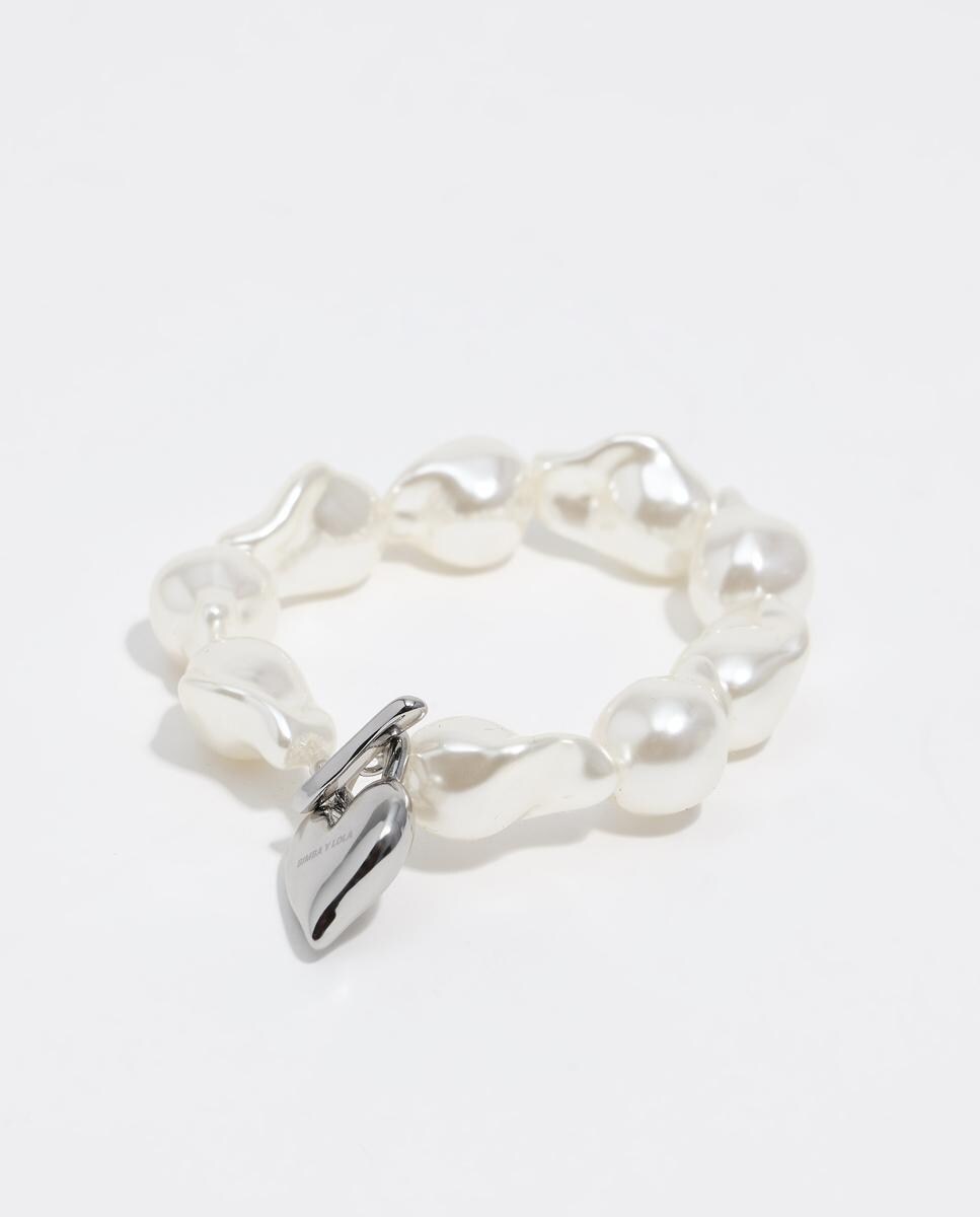 Pulsera perlas corazón candado plateada · Bimba y Lola · El Corte
