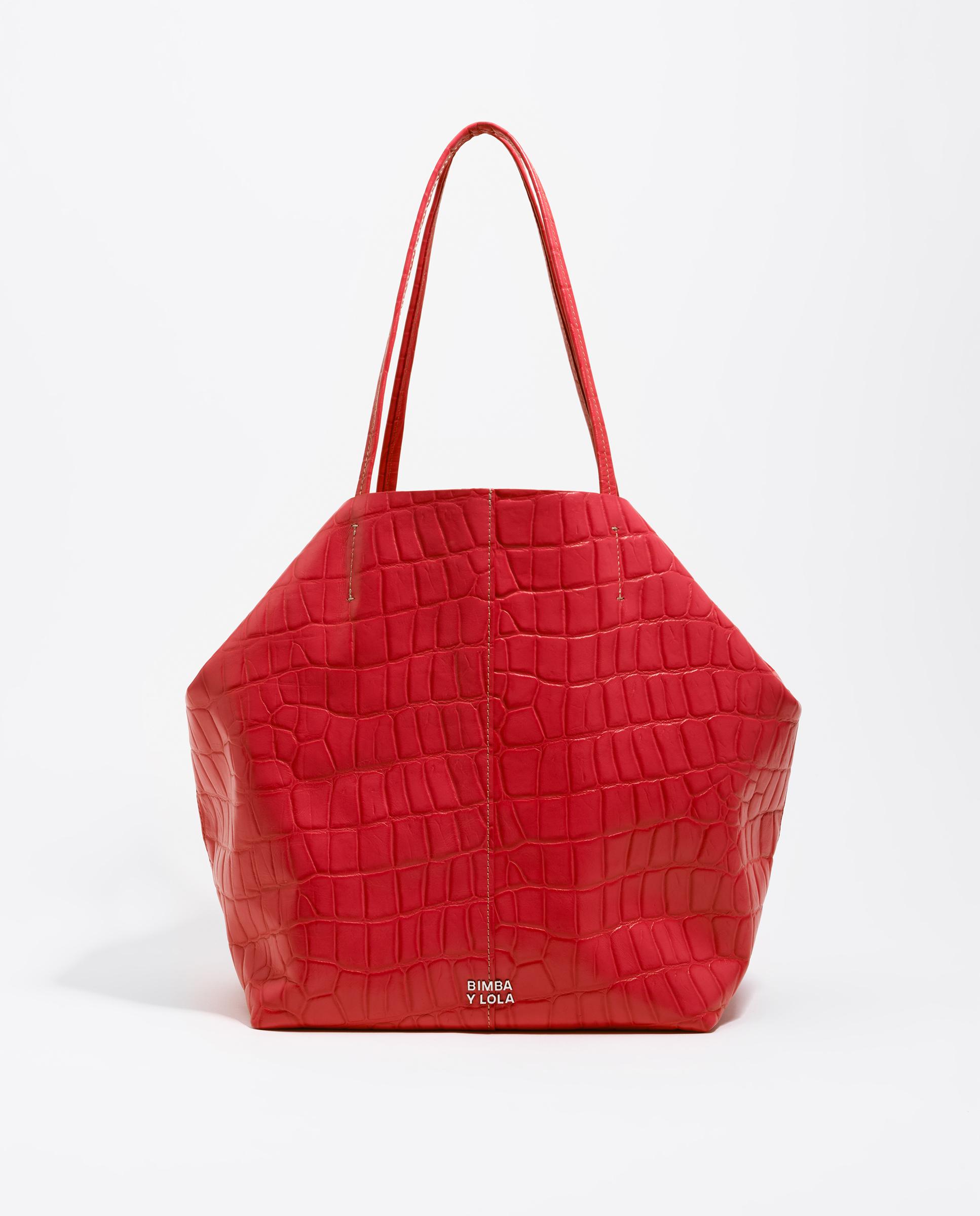 Bolso de hombro de mujer shopper grande piel - Bimba y Lola - Rojo Rojo-1