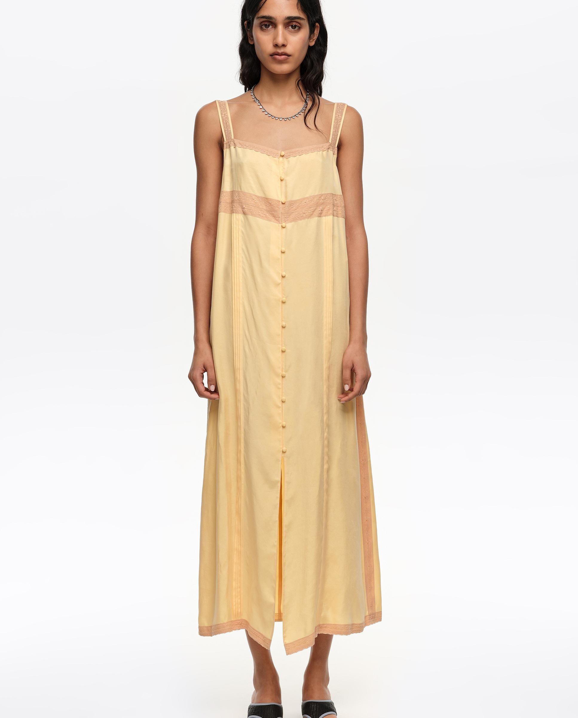 Vestido línea A botones y encajes - Bimba y Lola - Amarillo Amarillo-1