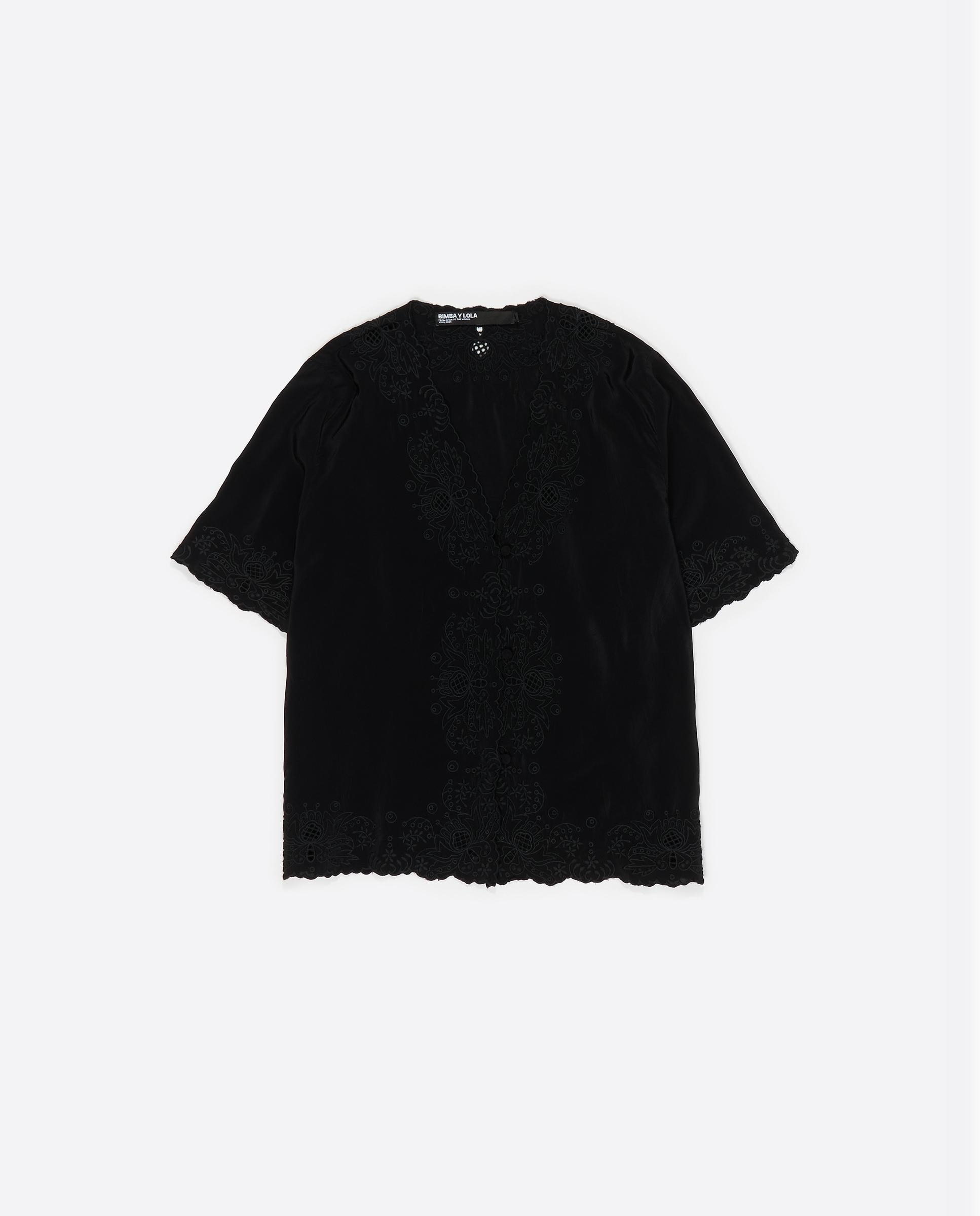 Bimba y Lola - Camisa de mujer con escote de pico y bordados.
