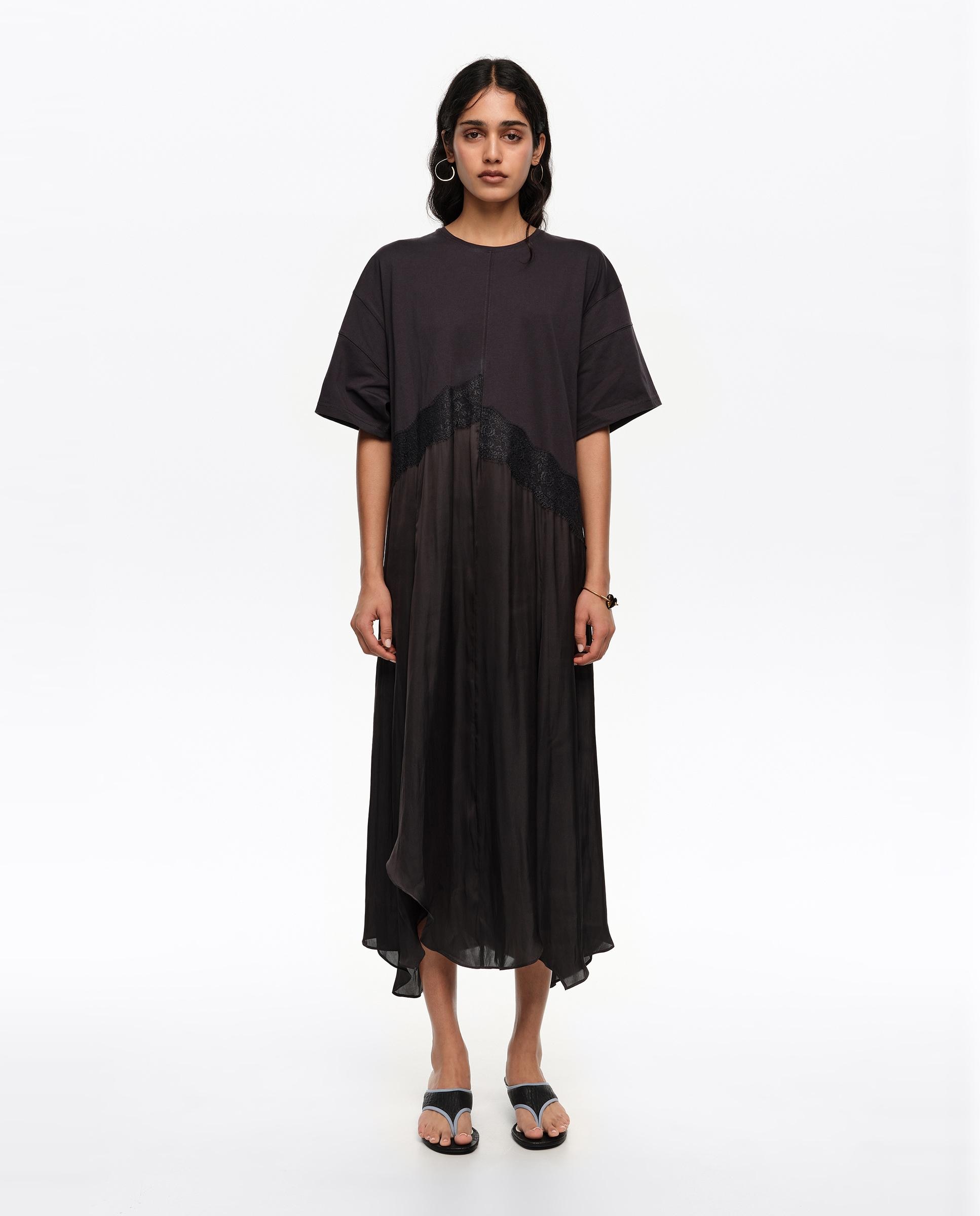 Vestido bimateria irregular