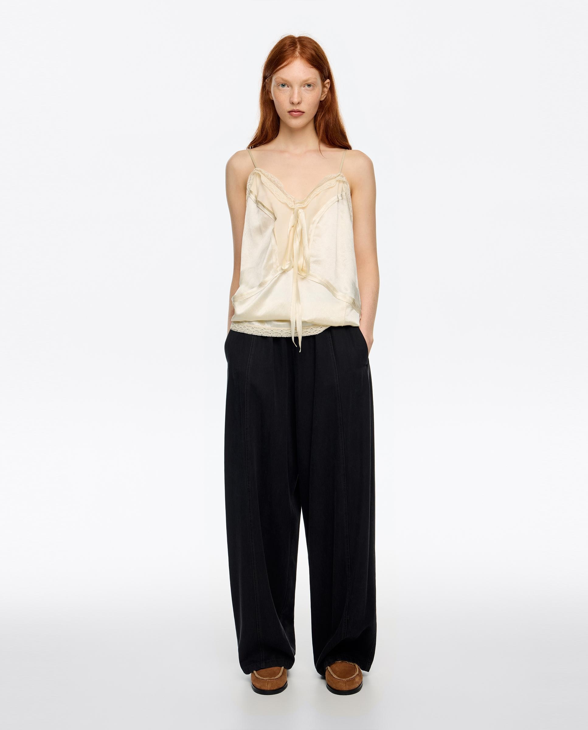 Bimba y Lola - Pantalones anchos de mujer denim fluido.