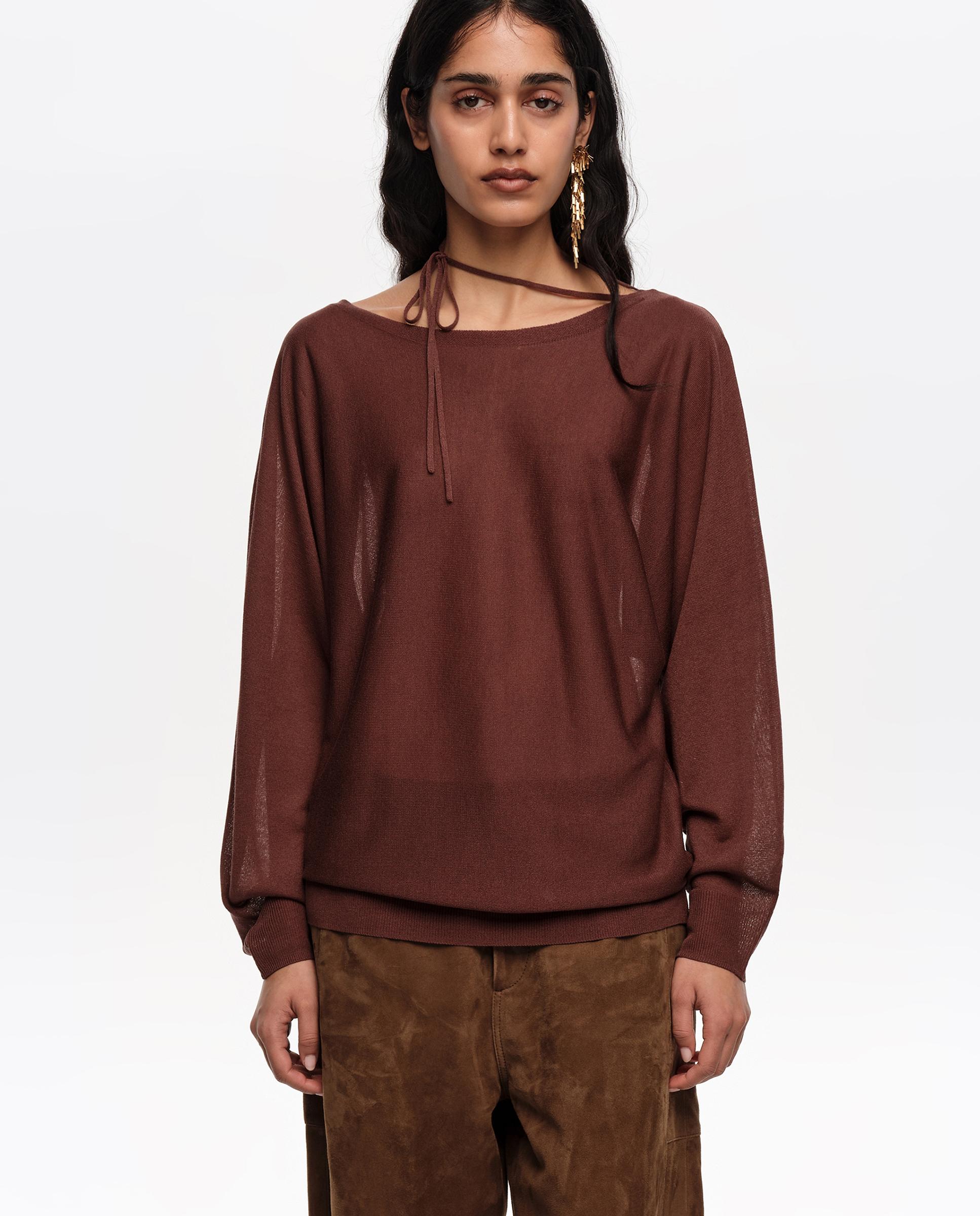 Bimba y Lola - Jersey de mujer escote barco lazos cruzados.