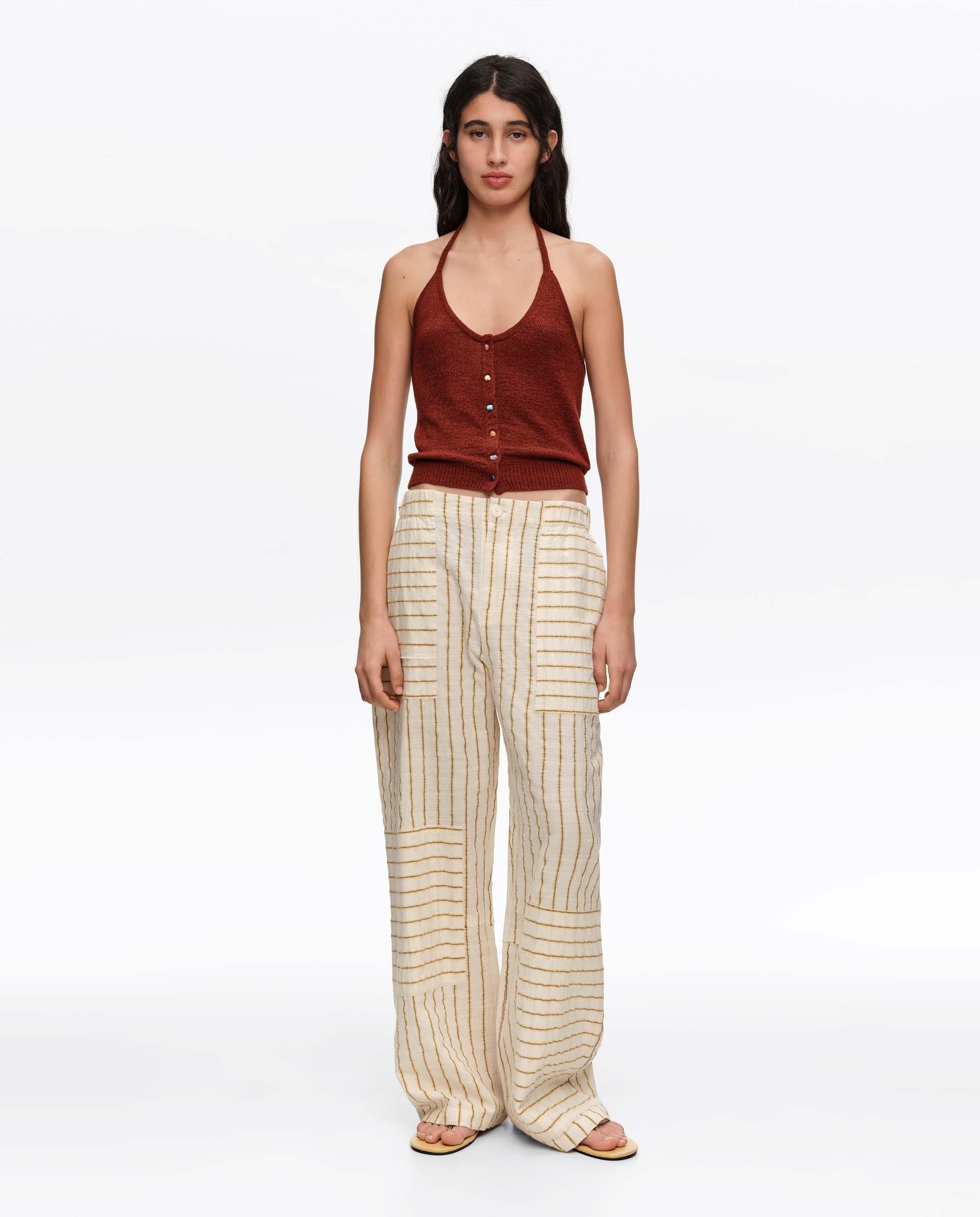 Bimba y Lola - Pantalones anchos de mujer algodón rayas.