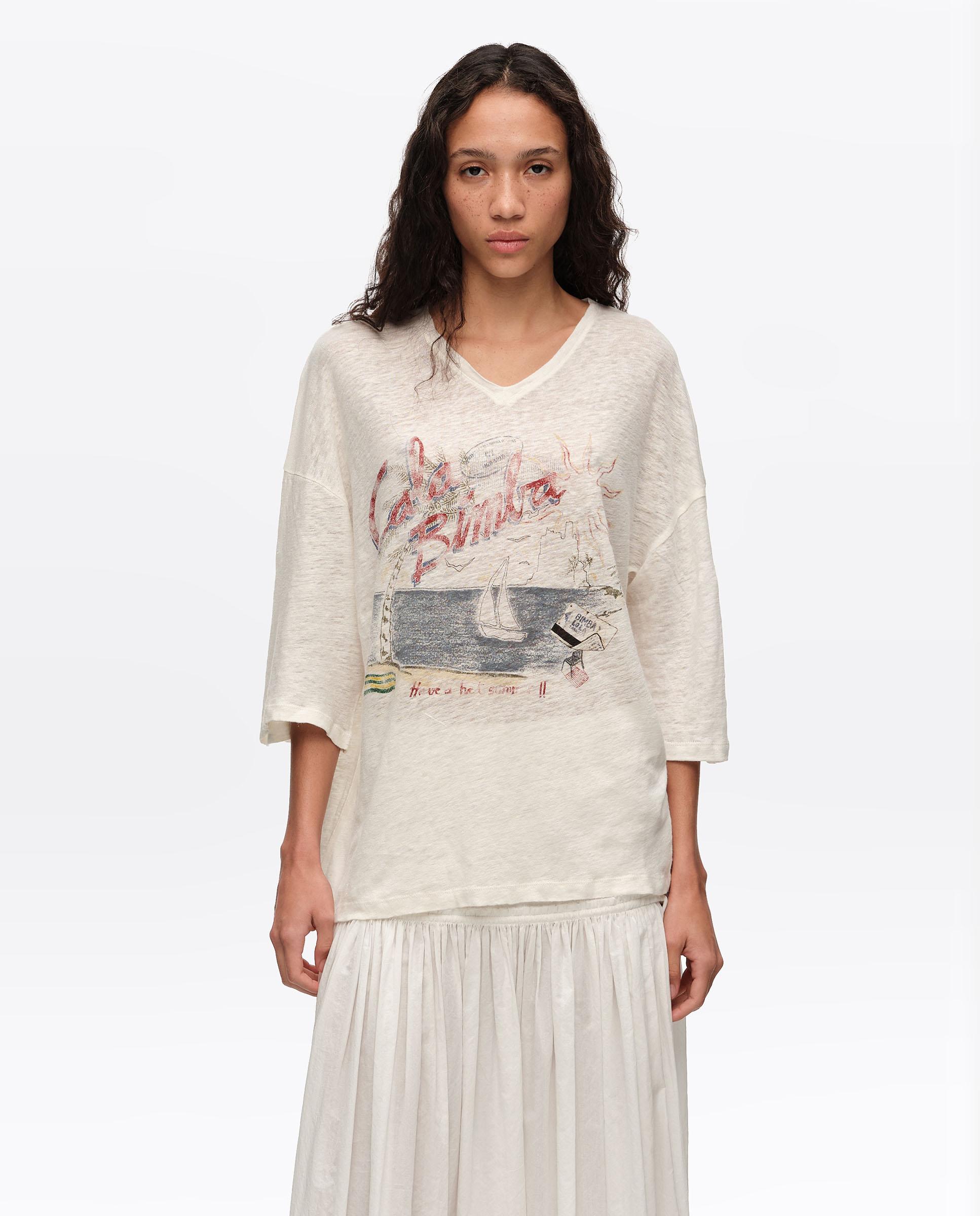 Bimba y Lola - Camiseta de mujer logo cala bimba lino lavado.