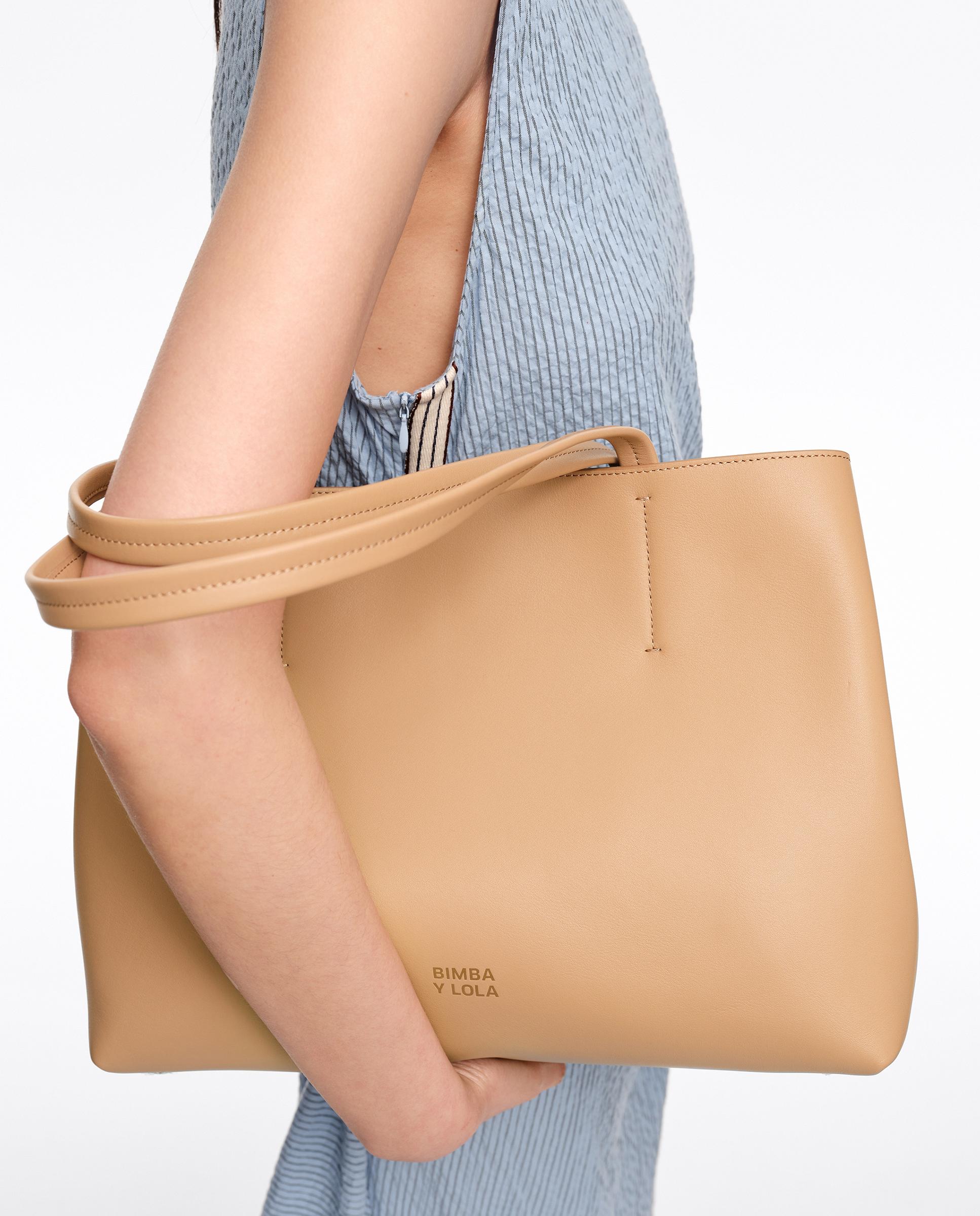 Bolso shooper mediano de piel - Bimba y Lola - Marrón claro Marrón claro-2