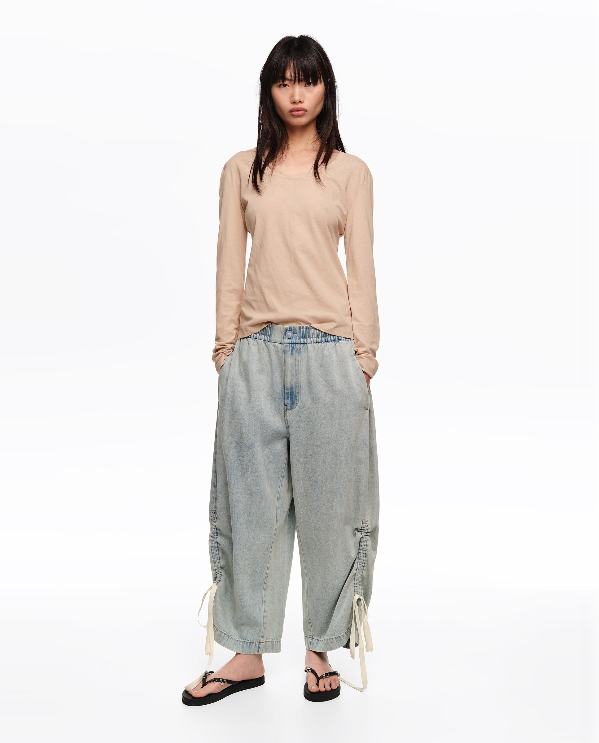 Bimba y Lola - Pantalones anchos de mujer con frunces.