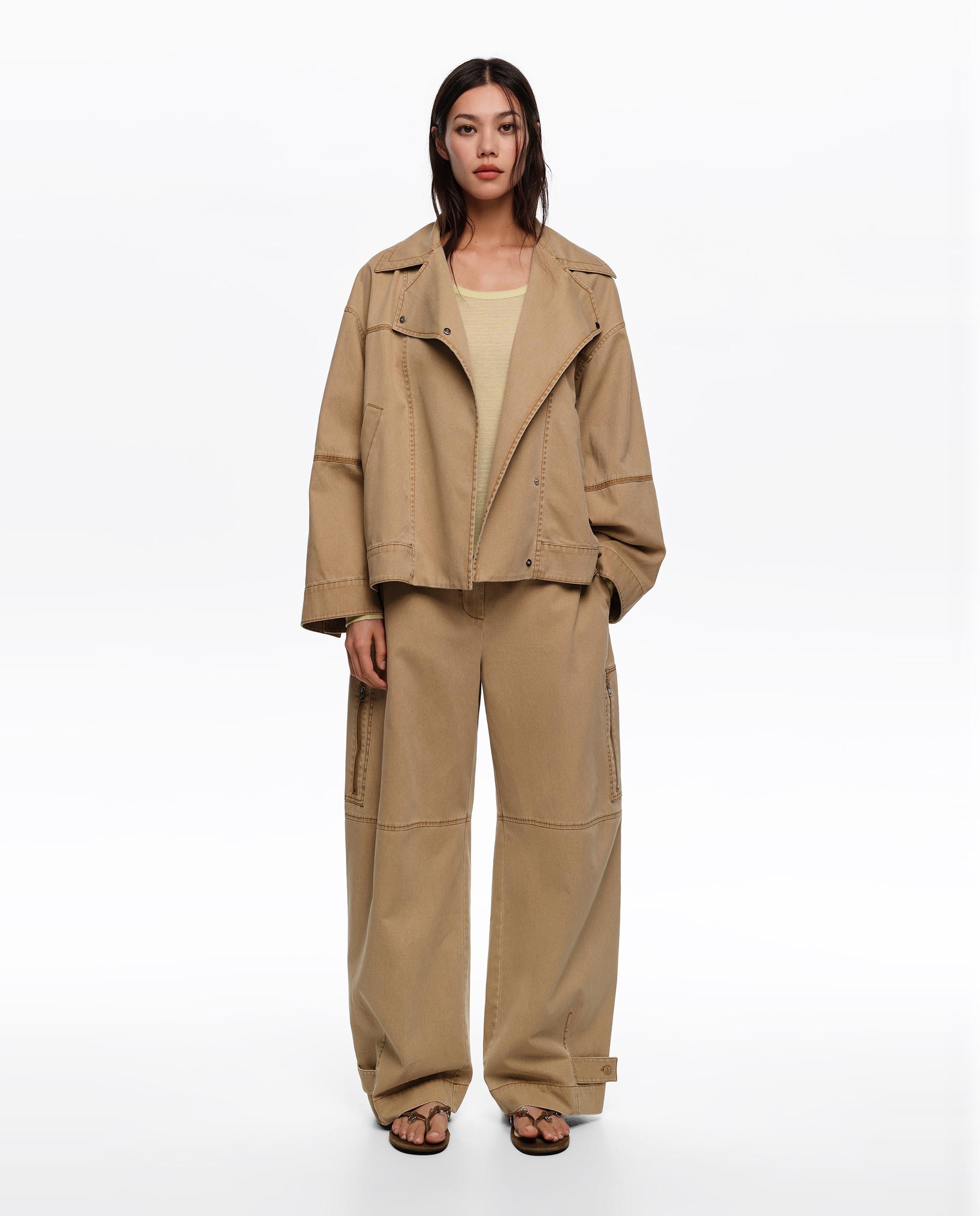 Bimba y Lola - Pantalones anchos de mujer barrel ajustable algodón.