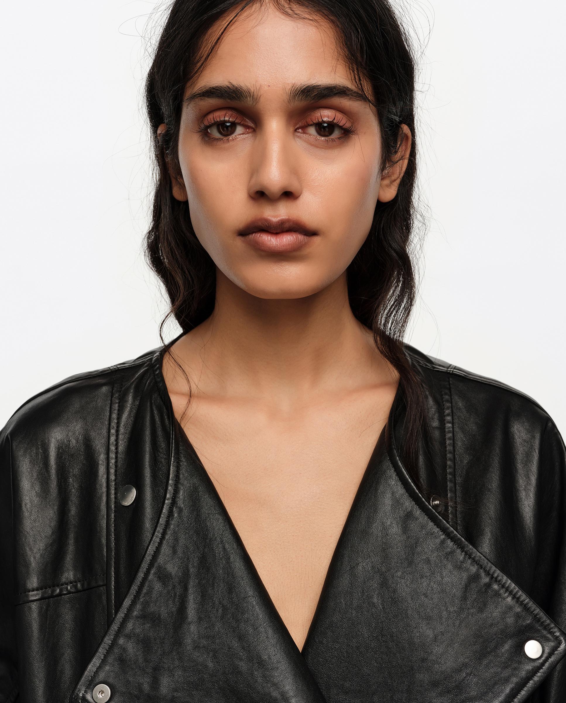 Cazadora de mujer cruzada piel - Bimba y Lola - Negro Negro-2