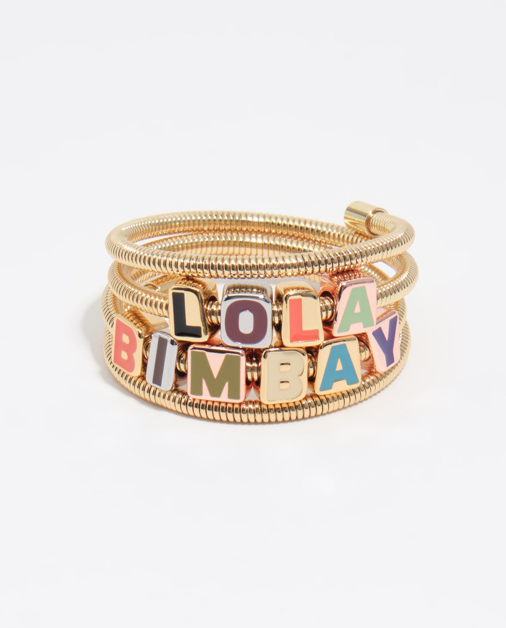 Pulsera de cadena espiral logo dados multicolor - Bimba y Lola - Dorado Dorado-2