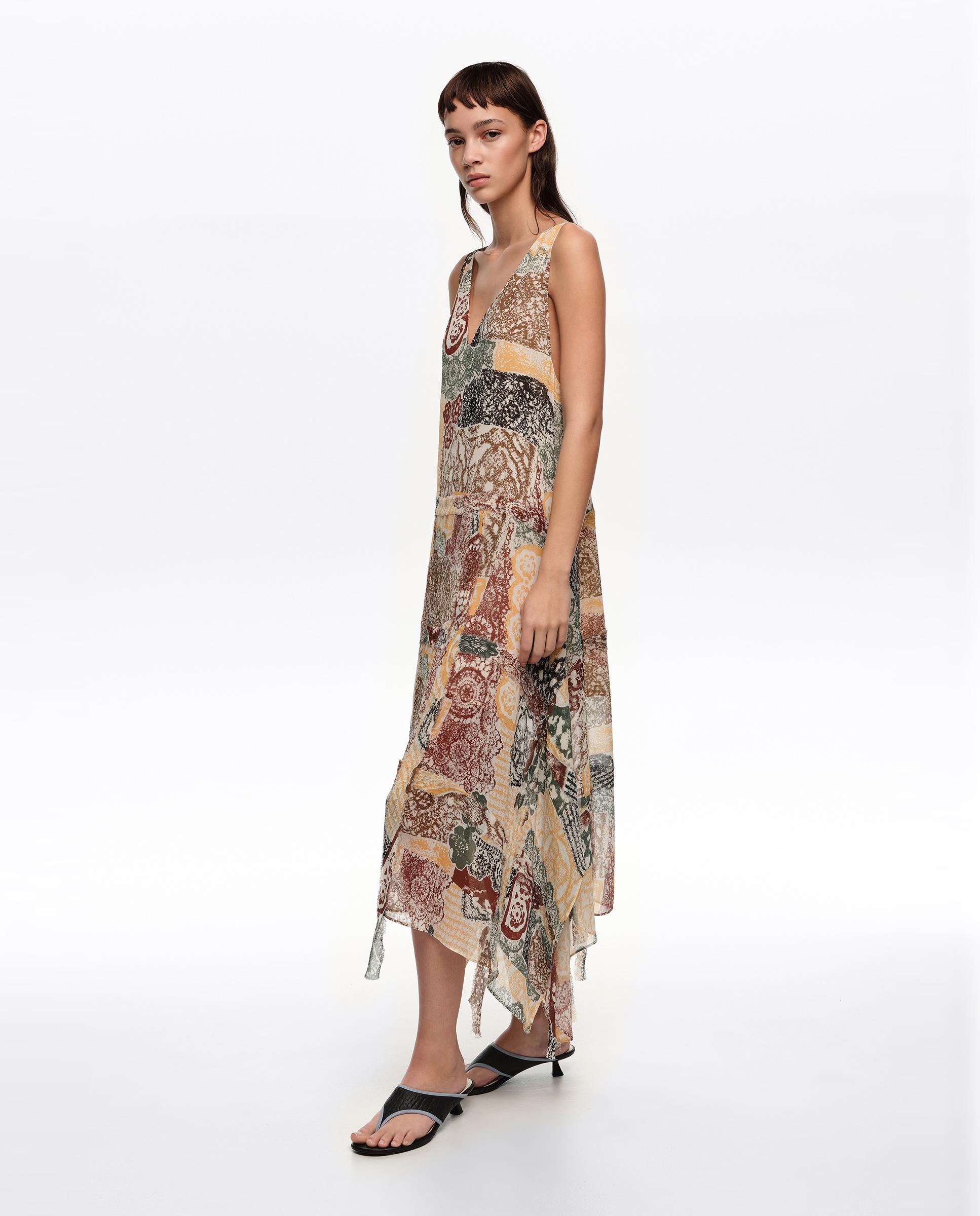 Vestido midi irregular desflecado Lace