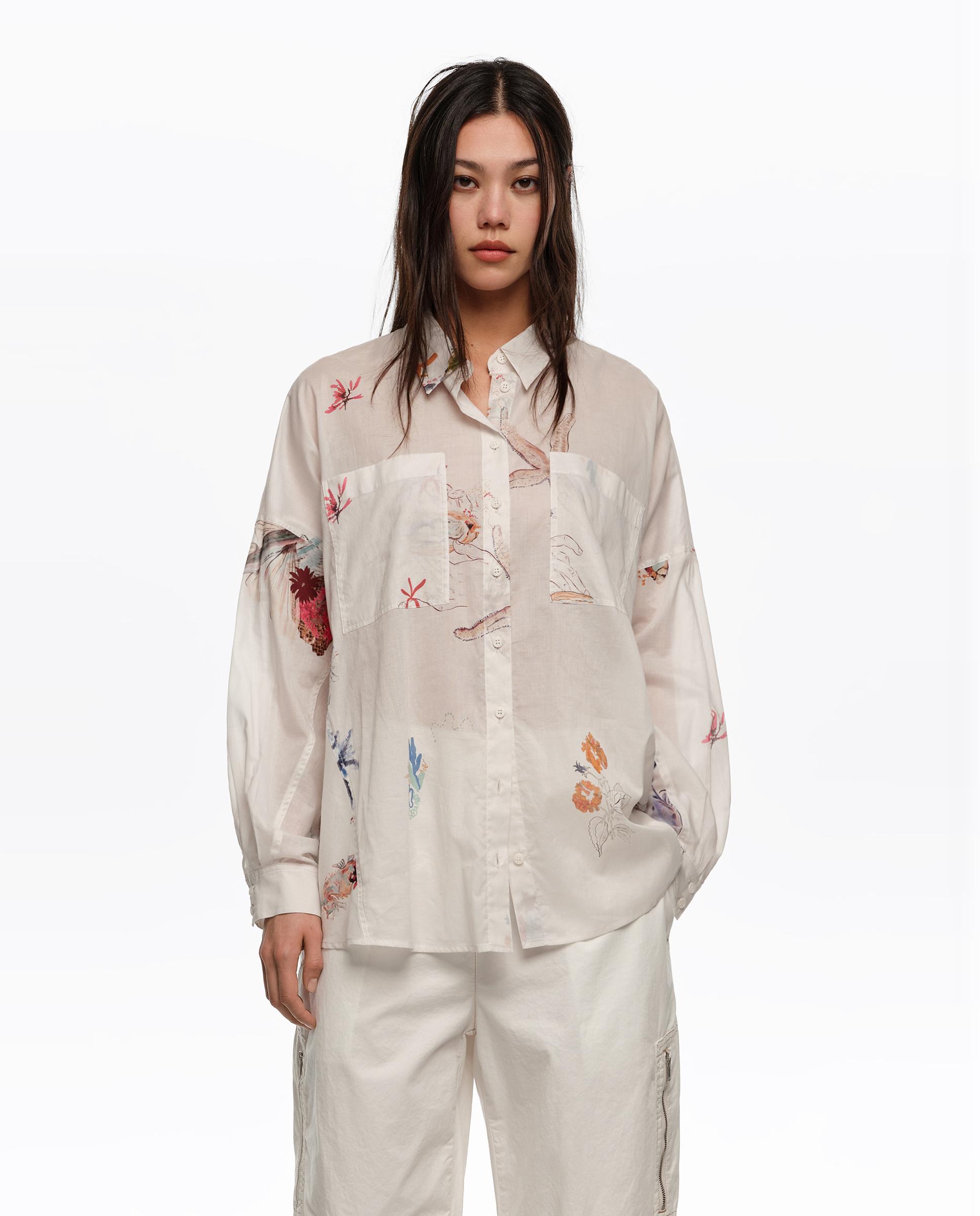 Bimba y Lola - Camisa de mujer 100% algodón de manga larga.