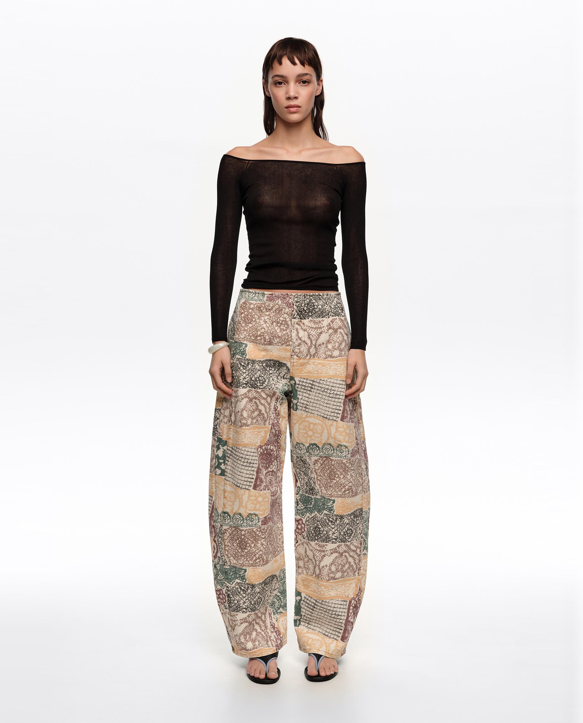 Bimba y Lola - Pantalones anchos de mujer Barrel denim hebilla Lace.