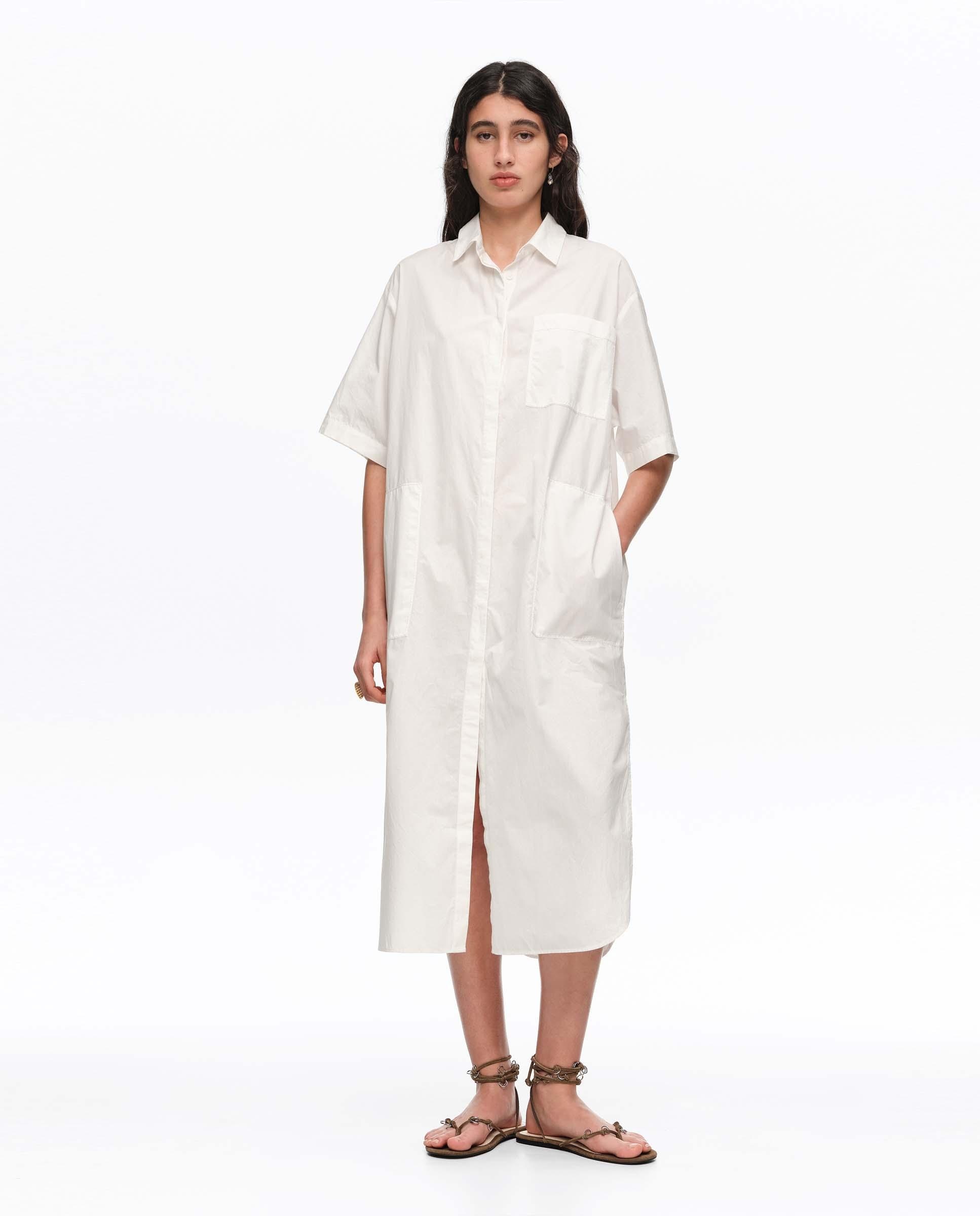 Bimba y Lola - Vestido camisero bordado algodón.