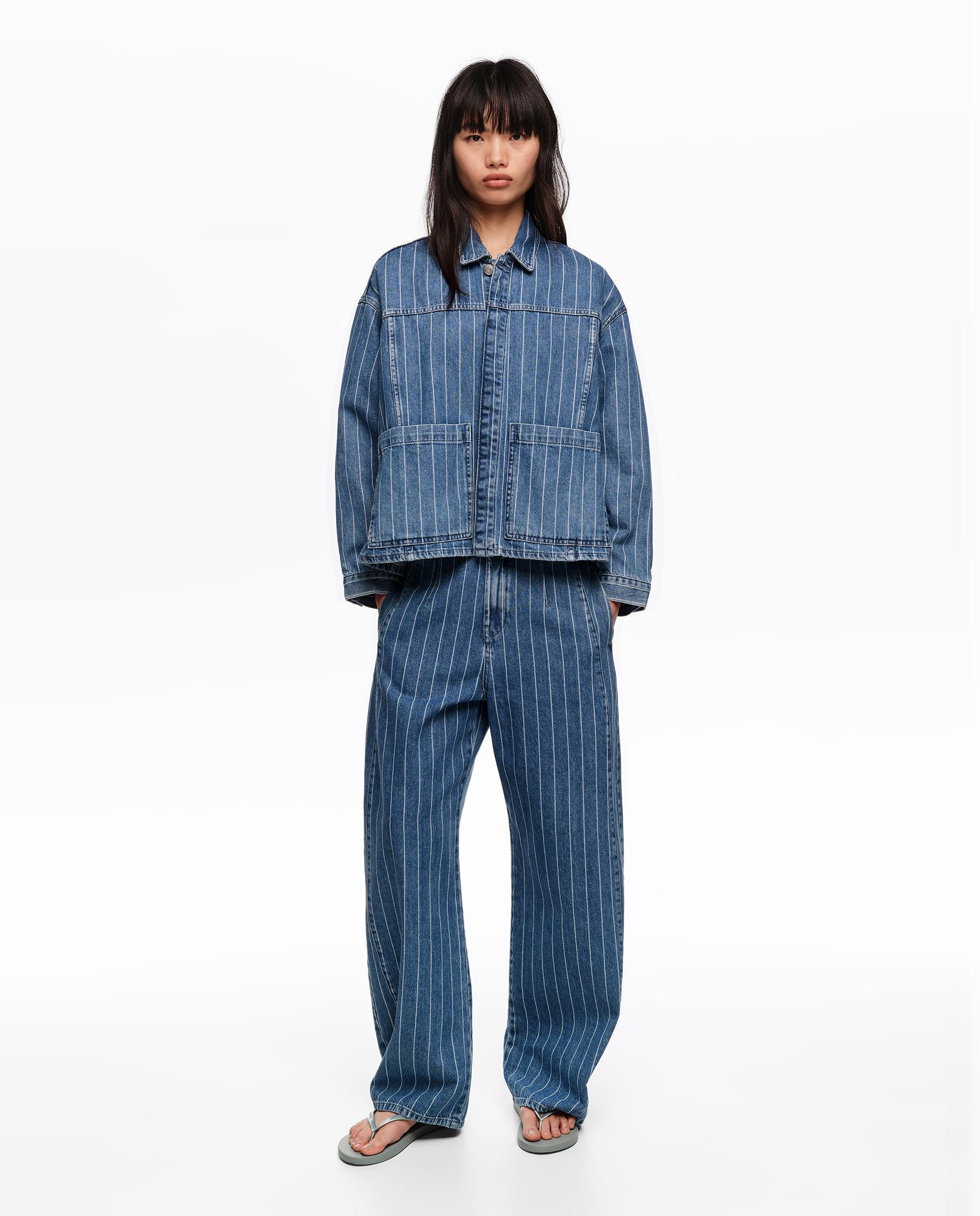Bimba y Lola - Cazadora denim de mujer 100% algodón de rayas.