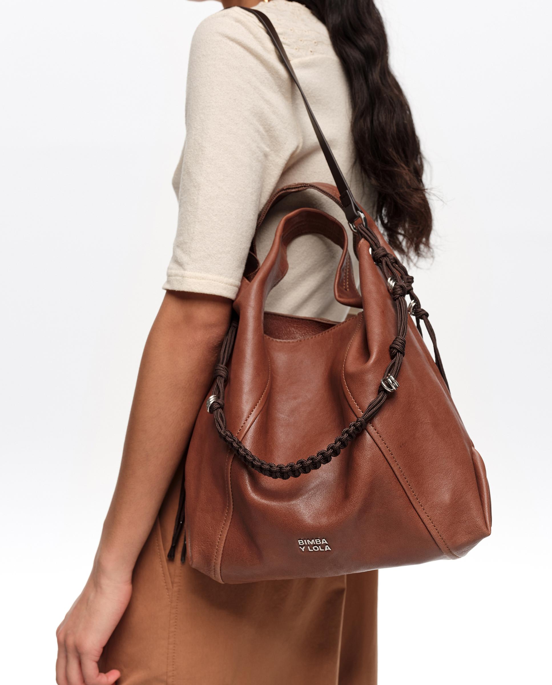 Bolso de mano de mujer paper mediano piel - Bimba y Lola - Tostado Tostado-2