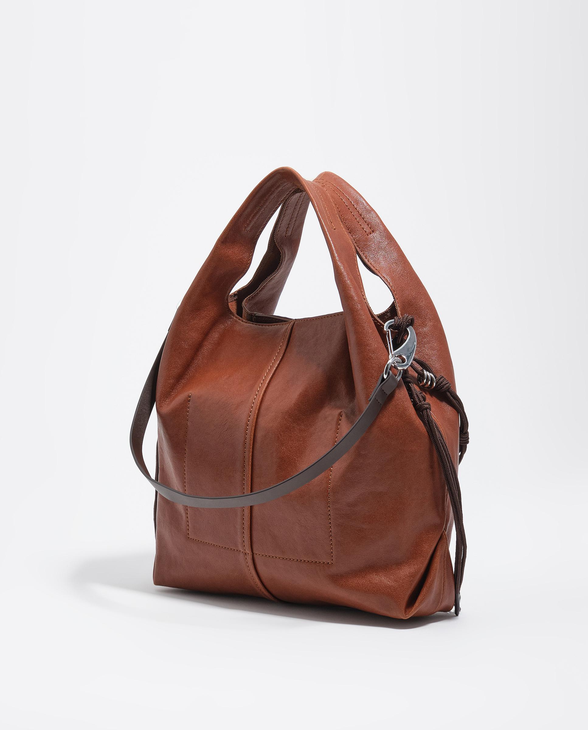 Bolso de mano de mujer paper mediano piel - Bimba y Lola - Tostado Tostado-5