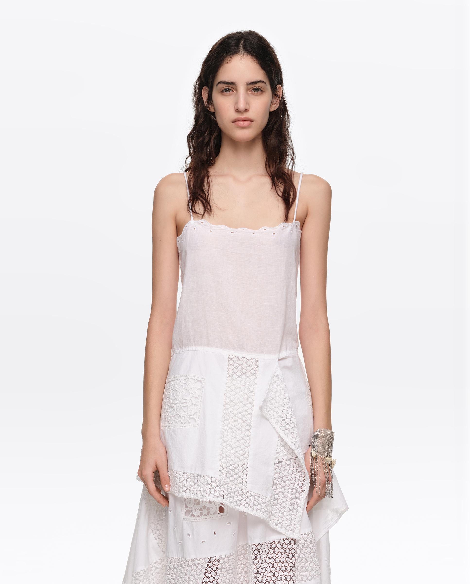 Bimba y Lola - Top de mujer de tirantes con pañuelos irregulares bordados.