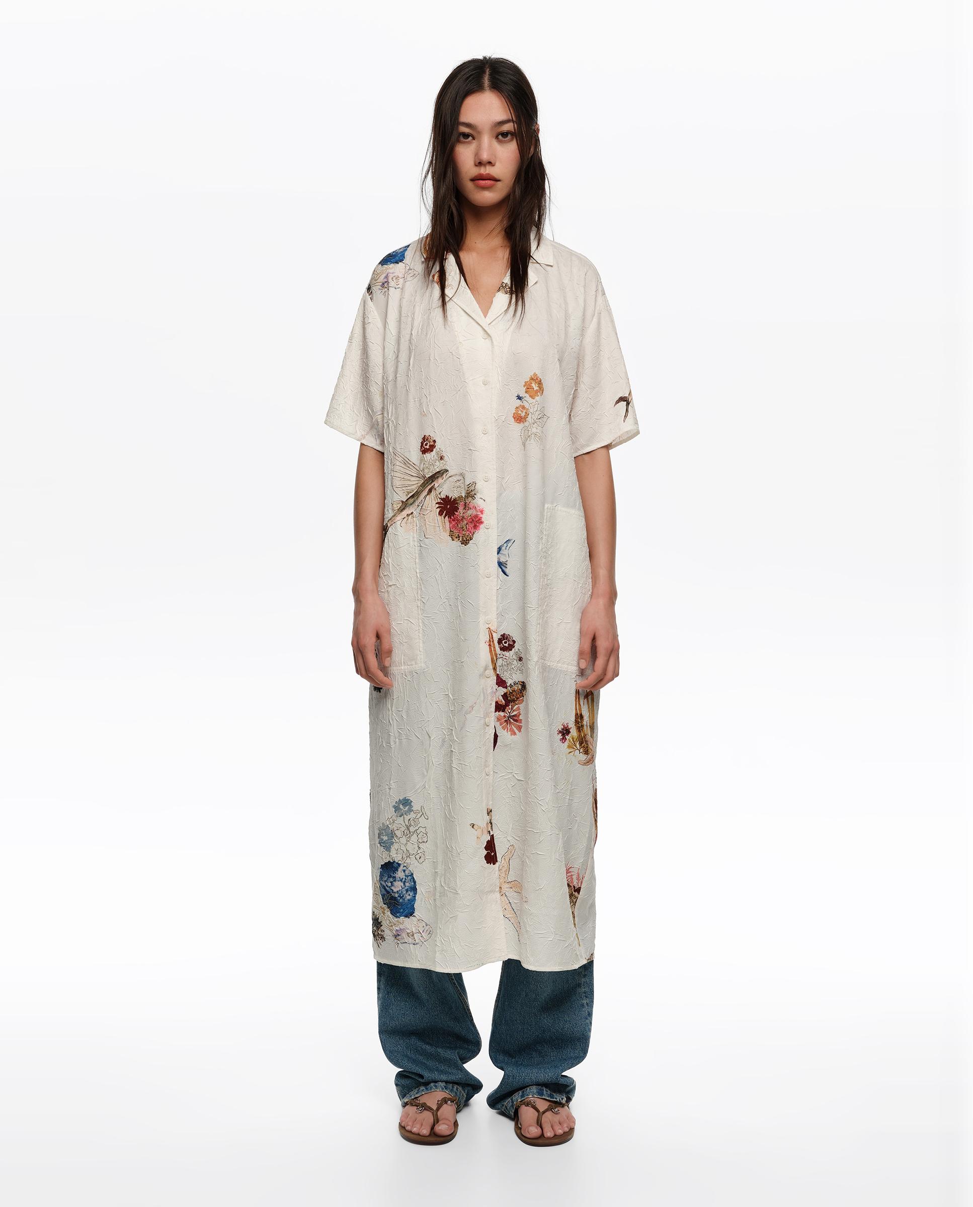 Bimba y Lola - Vestido midi camisero con estampados.