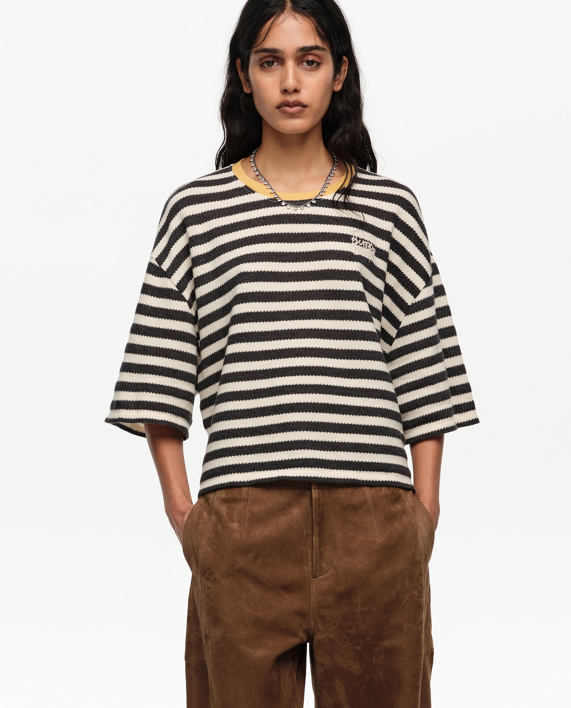 Bimba y Lola - Camiseta de mujer boxy algodón rayas.
