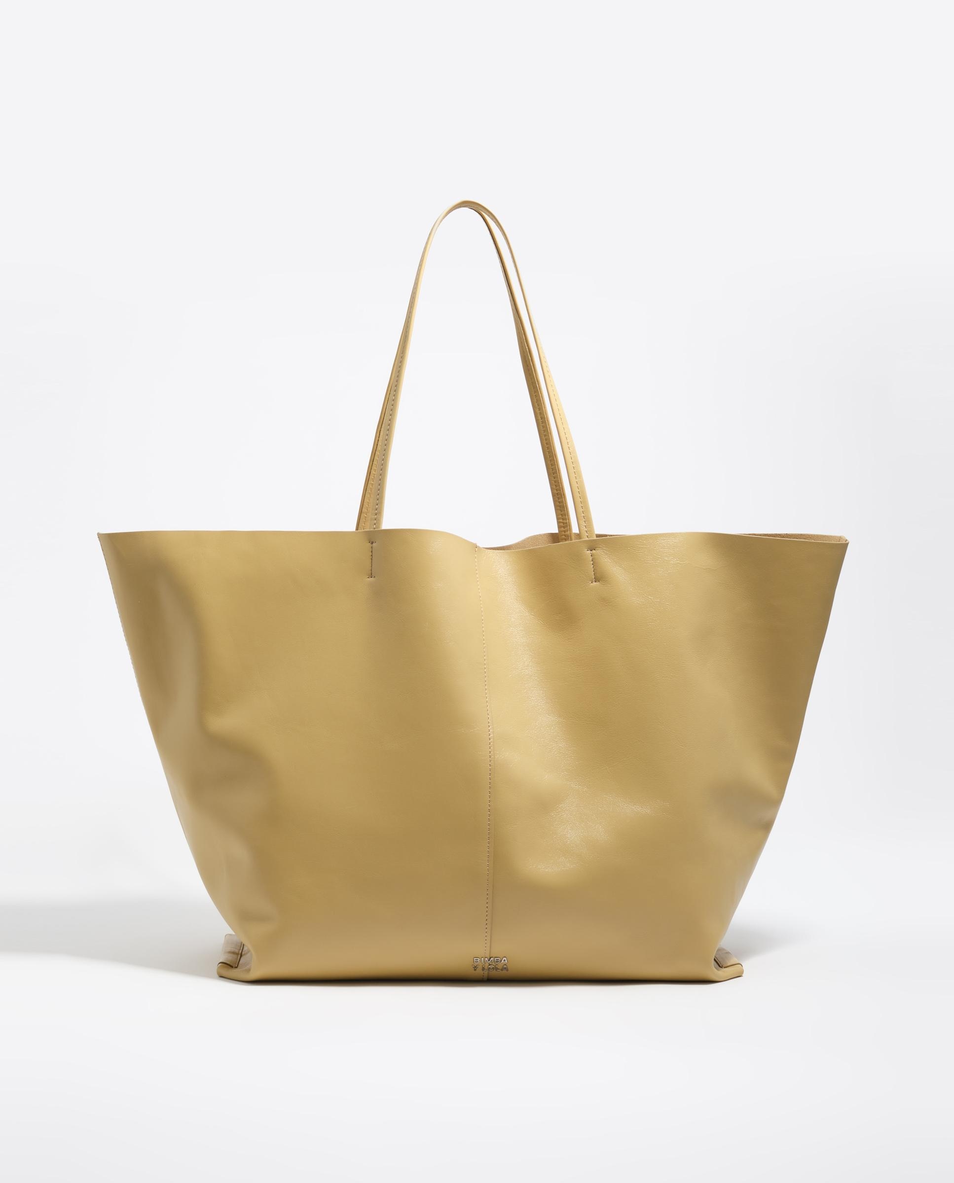 Bolso de hombro de mujer shopper paper maxi piel - Bimba y Lola - Marrón claro Marrón claro-1