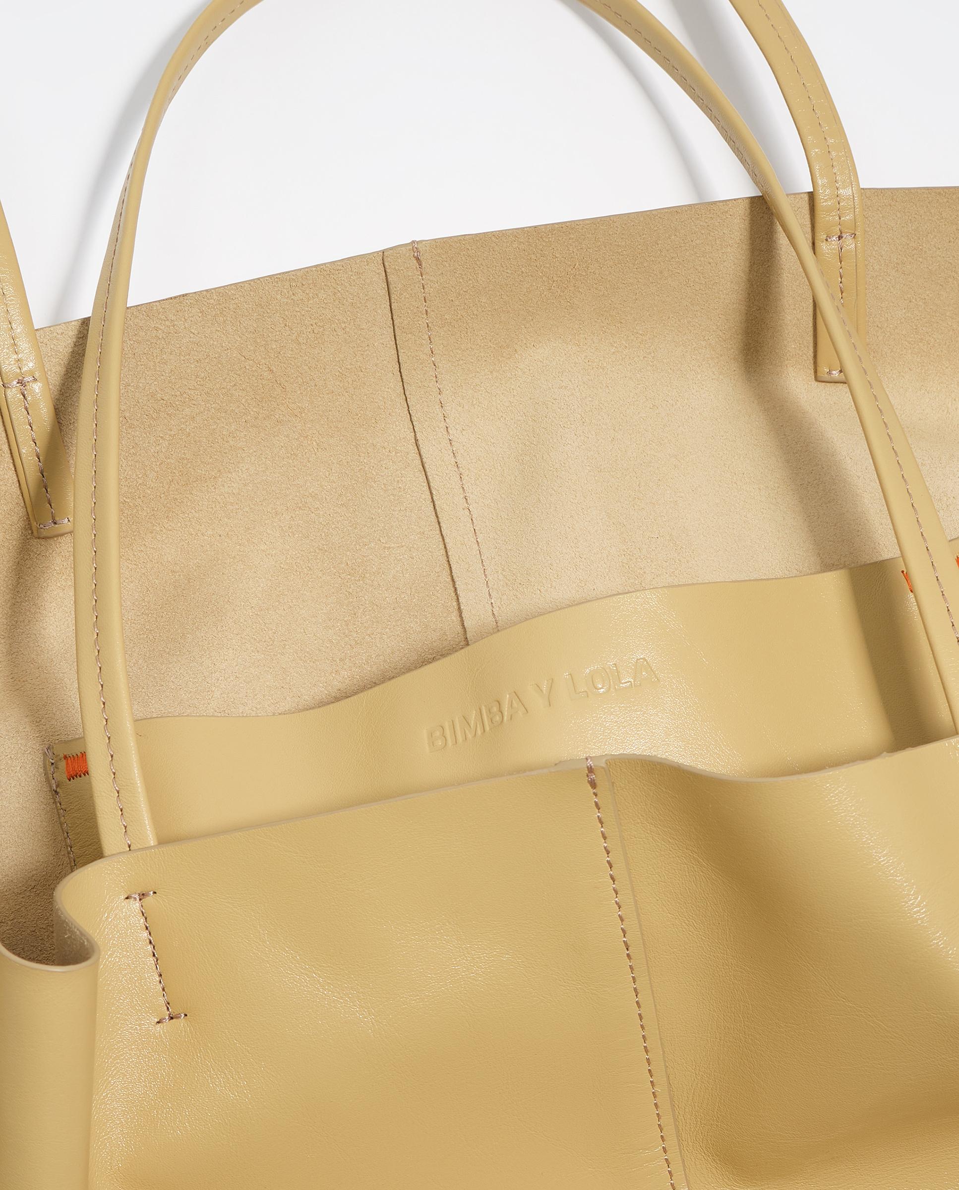 Bolso de hombro de mujer shopper paper maxi piel - Bimba y Lola - Marrón claro Marrón claro-4
