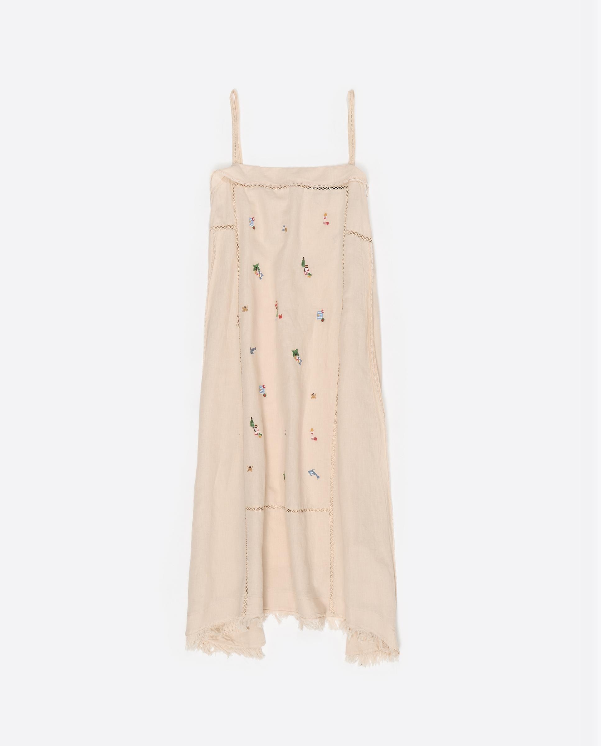 Vestido línea a minibordados lino - Bimba y Lola - Arena Arena-7