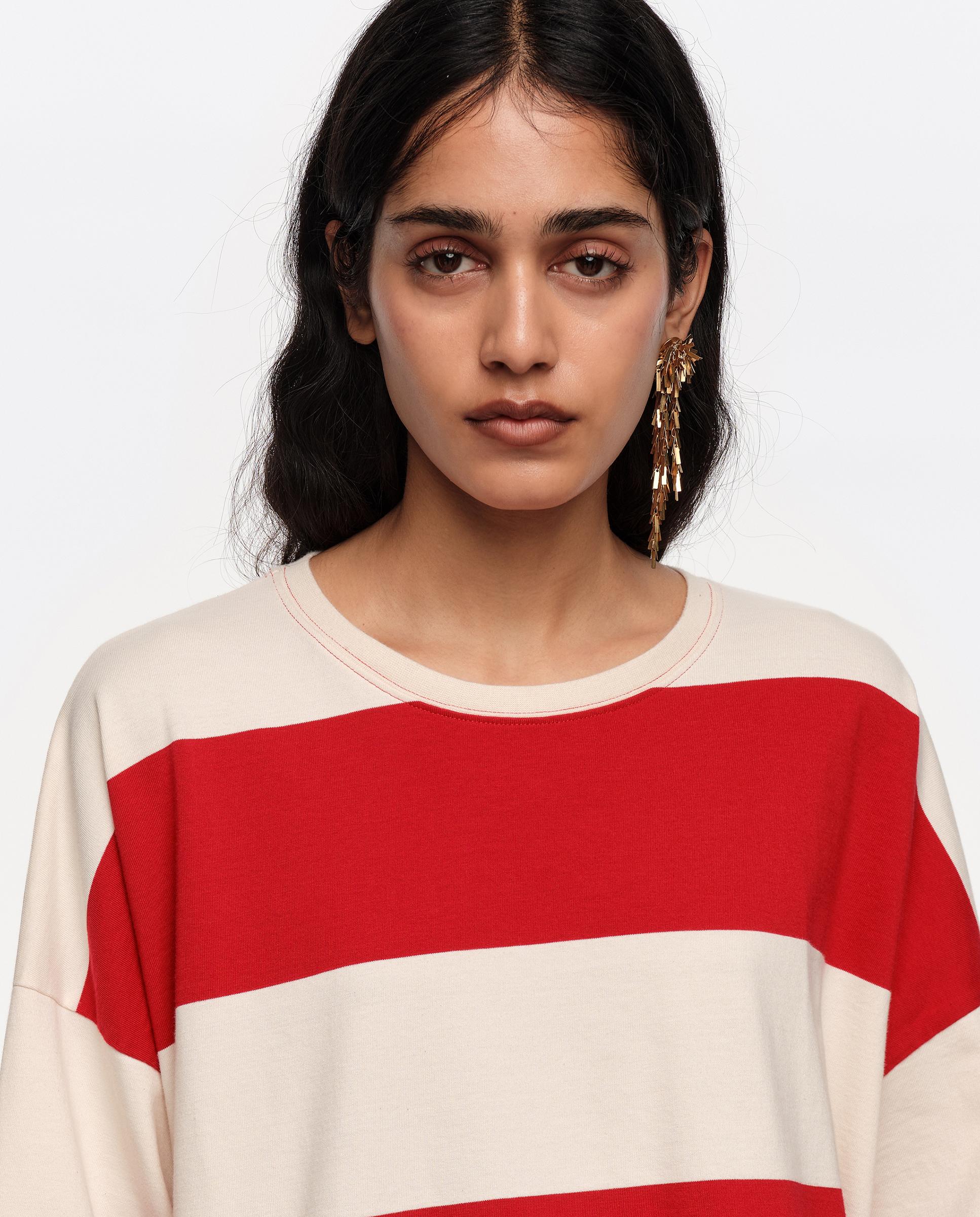 Camiseta de mujer oversize rayas - Bimba y Lola - Rojo Rojo-2