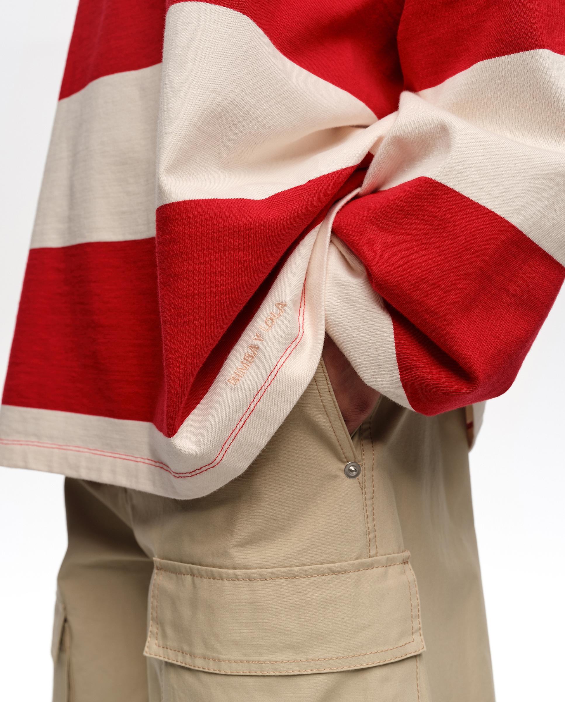 Camiseta de mujer oversize rayas - Bimba y Lola - Rojo Rojo-3