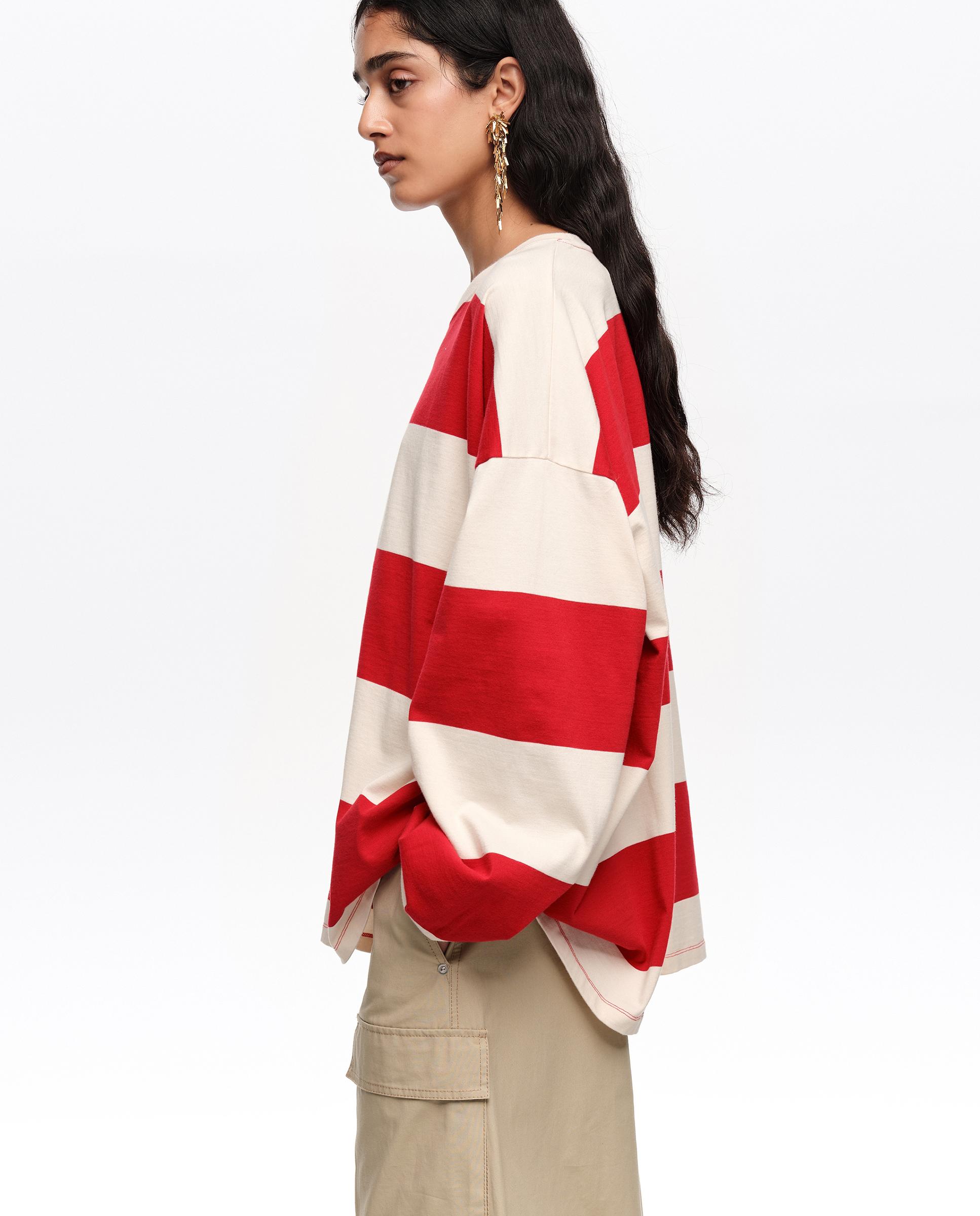 Camiseta de mujer oversize rayas - Bimba y Lola - Rojo Rojo-4