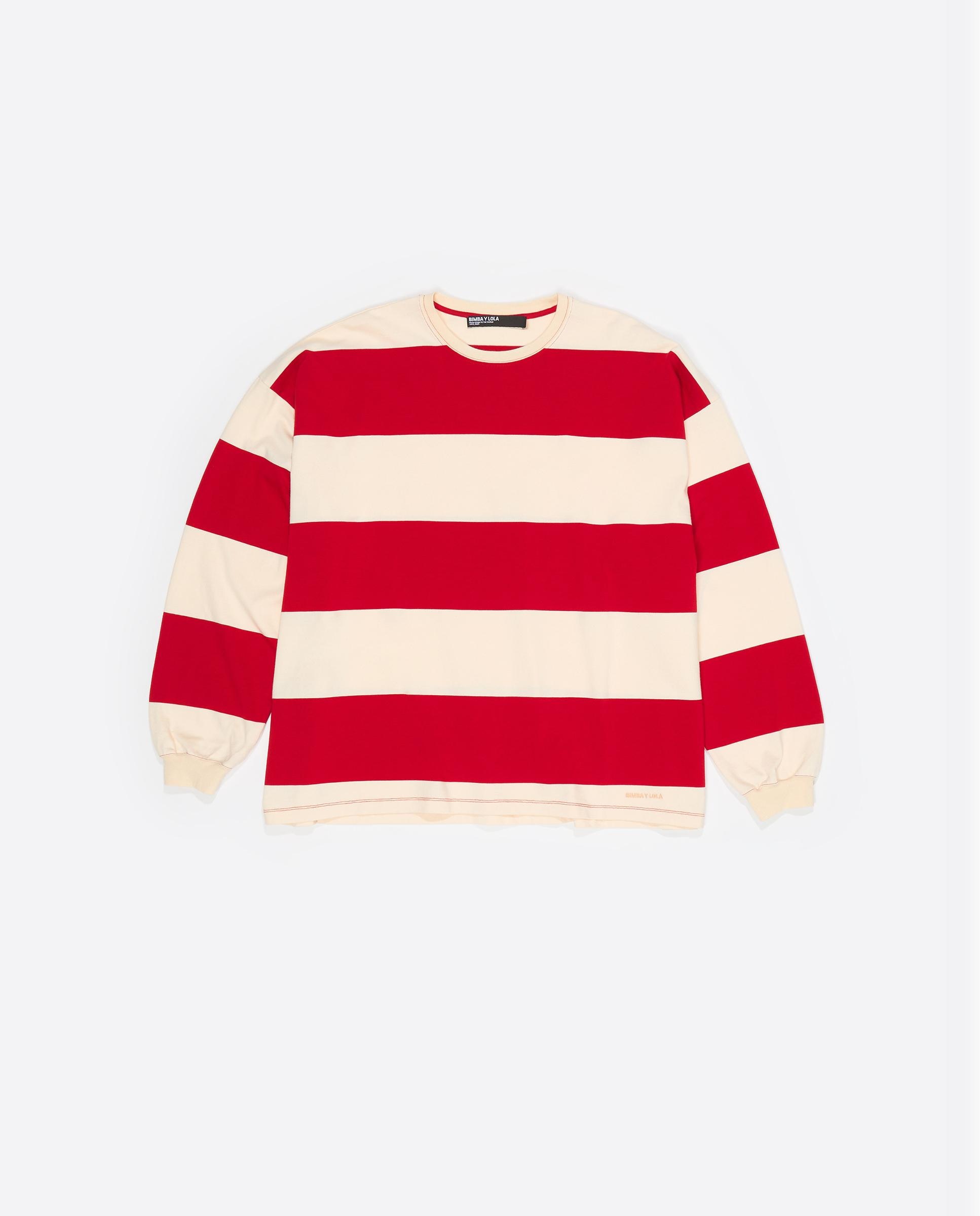Camiseta de mujer oversize rayas - Bimba y Lola - Rojo Rojo-6