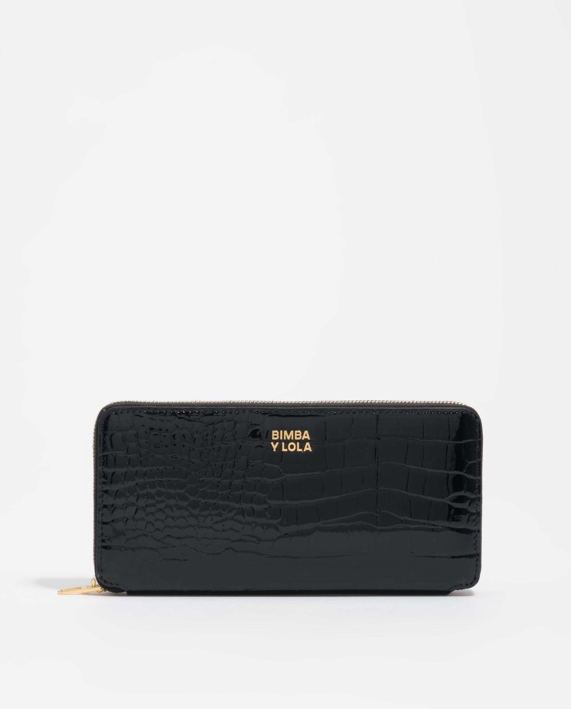 Billetera blanda grabado cocodrilo - Bimba y Lola - Negro Negro-1