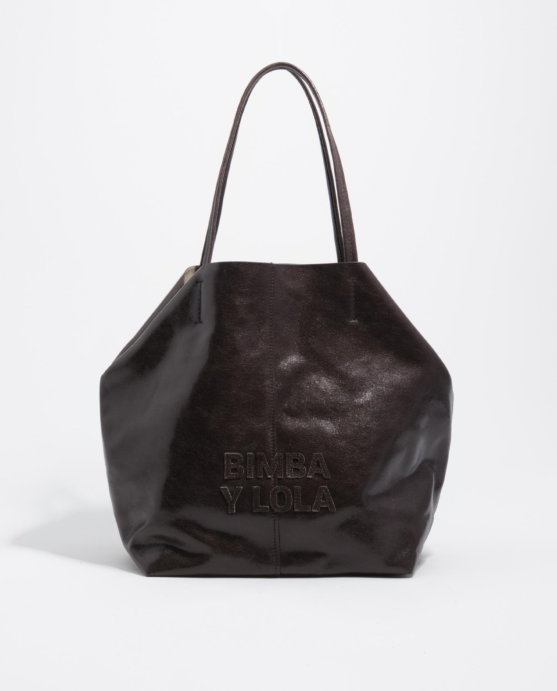 Imagen 0 de Bolso de hombro shopper grande piel Choco