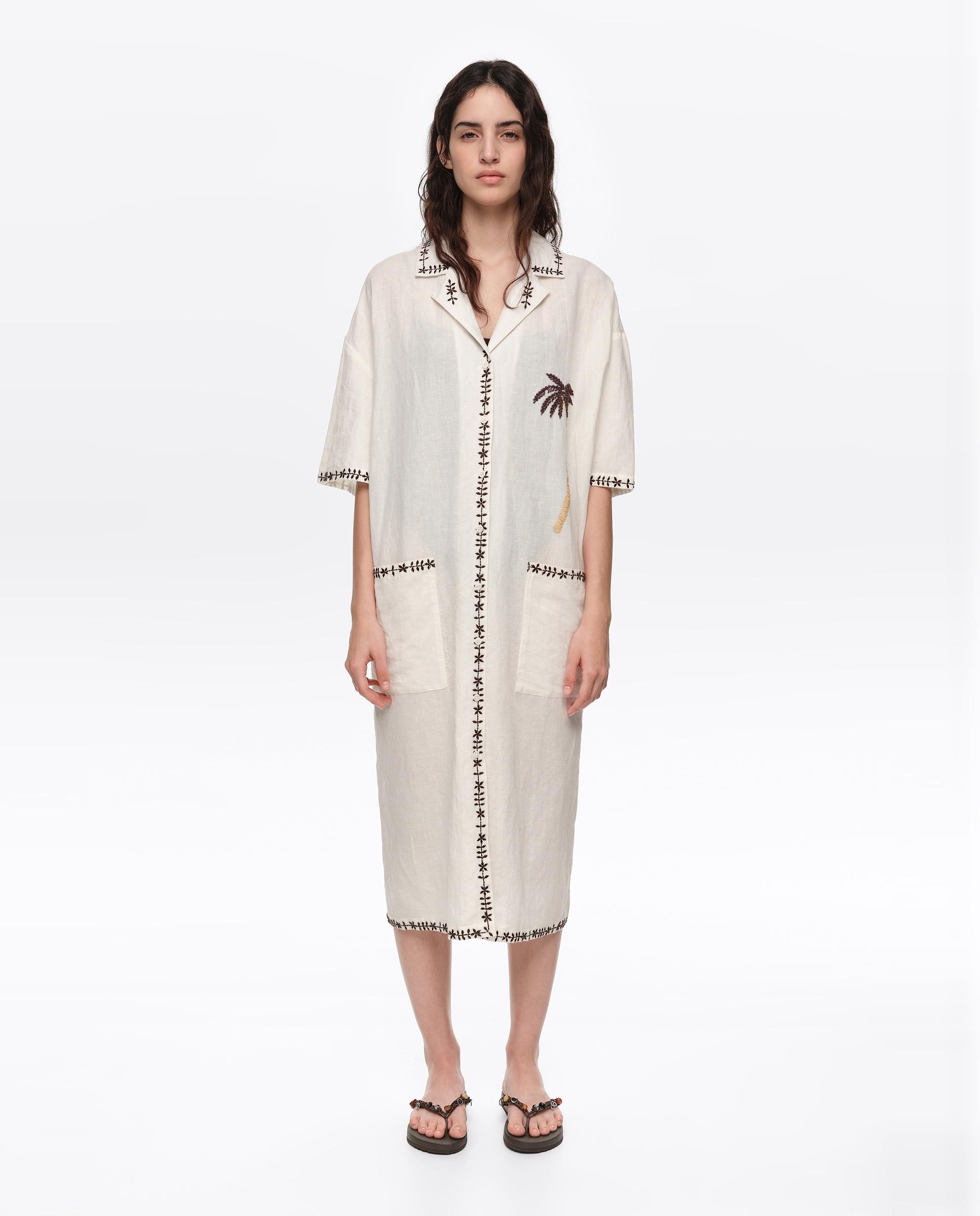 Bimba y Lola - Vestido camisero de lino.