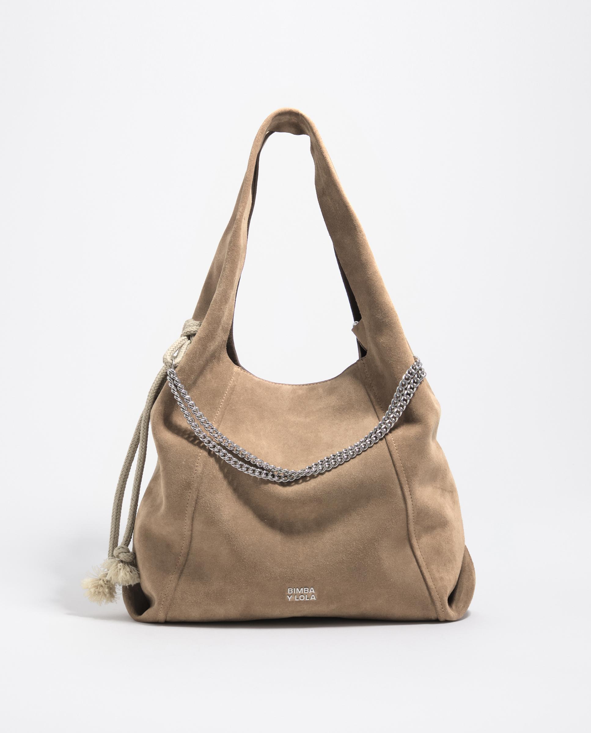 Bolso de hombro paper mediano en serraje - Bimba y Lola - Beige Beige-1
