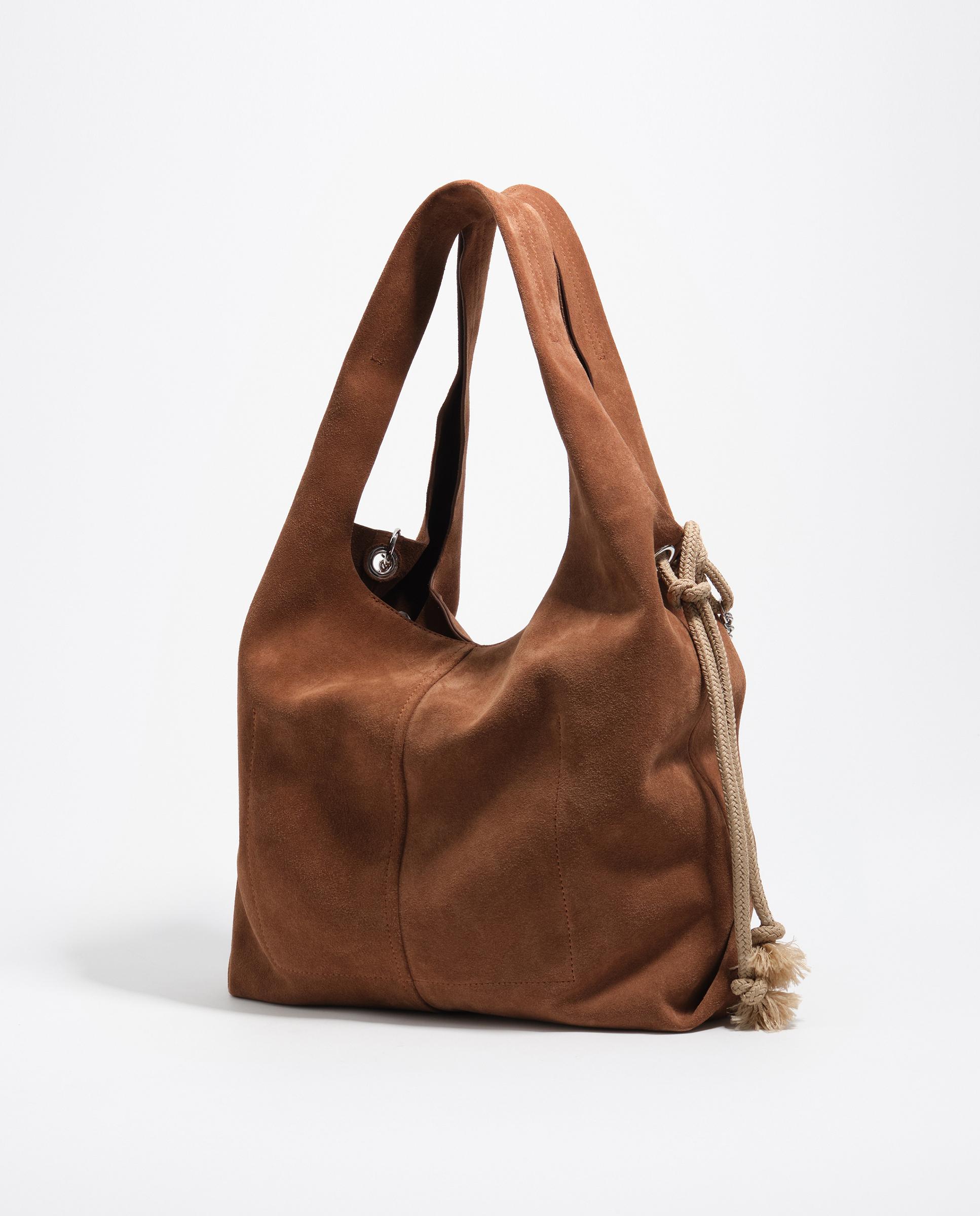 Bolso de hombro paper mediano en serraje - Bimba y Lola - Marrón Marrón-5