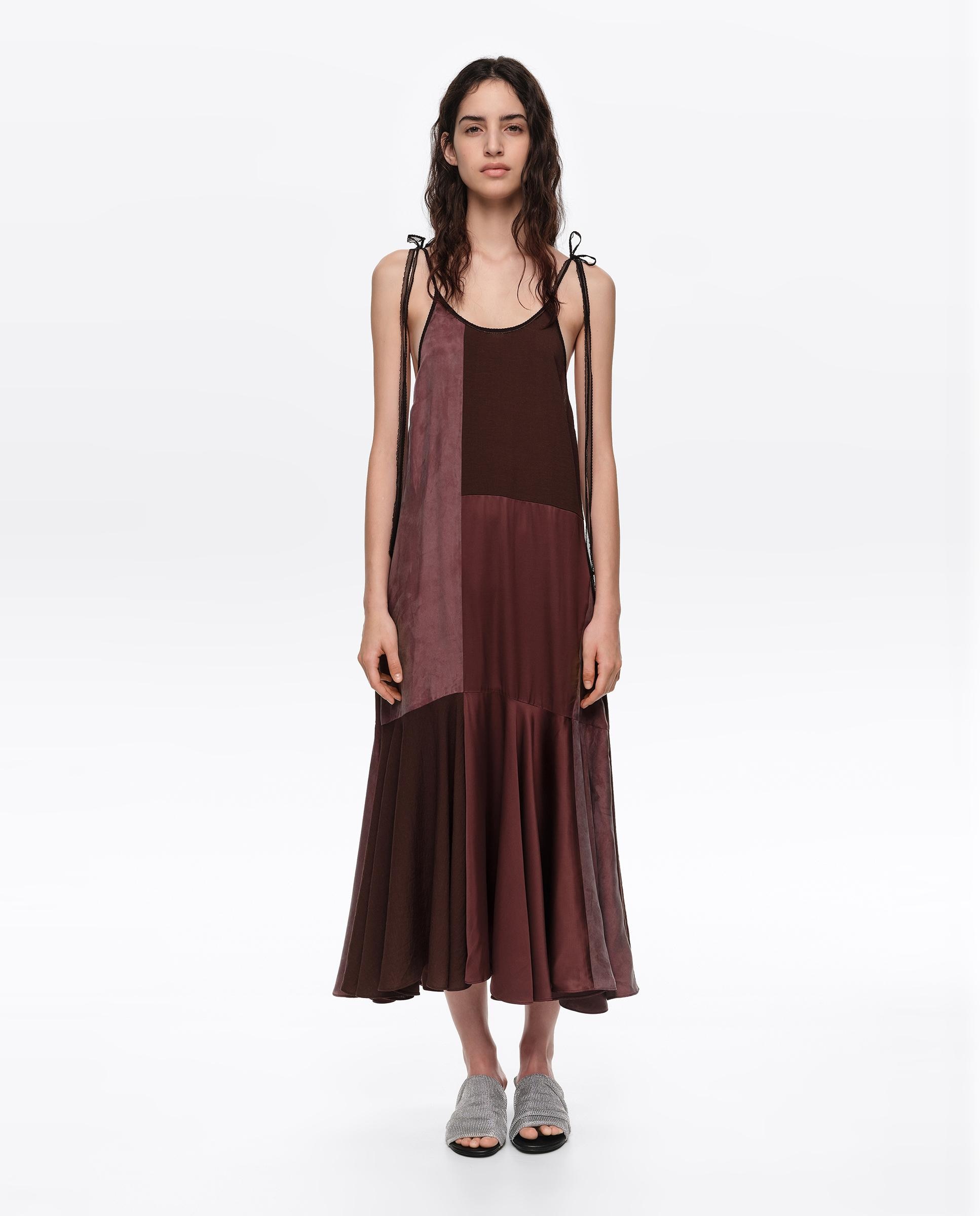 Bimba y Lola - Vestido de tirantes fluido patchwork.