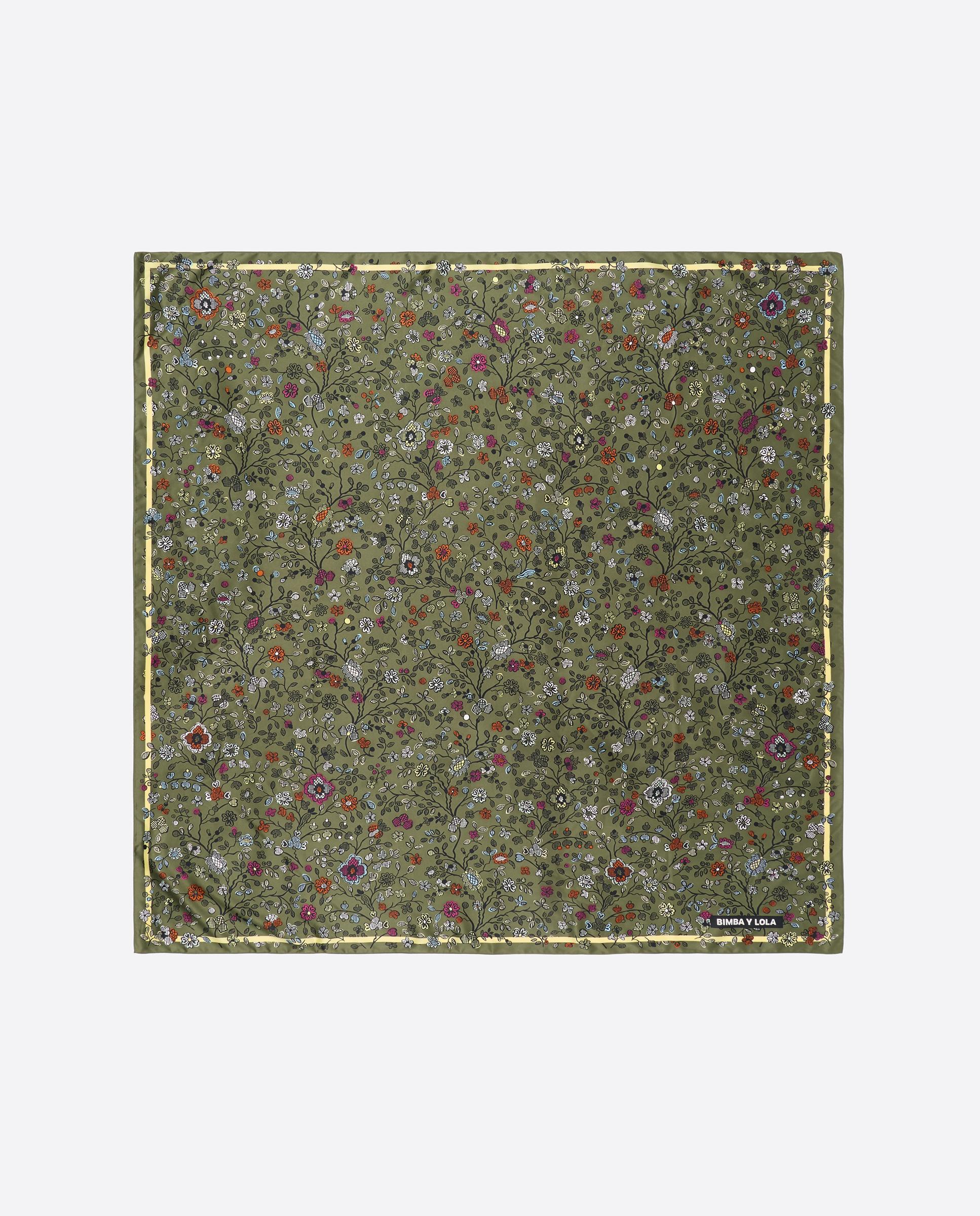 Imagen 0 de Pañuelo 100*100 flores encaje Kaki