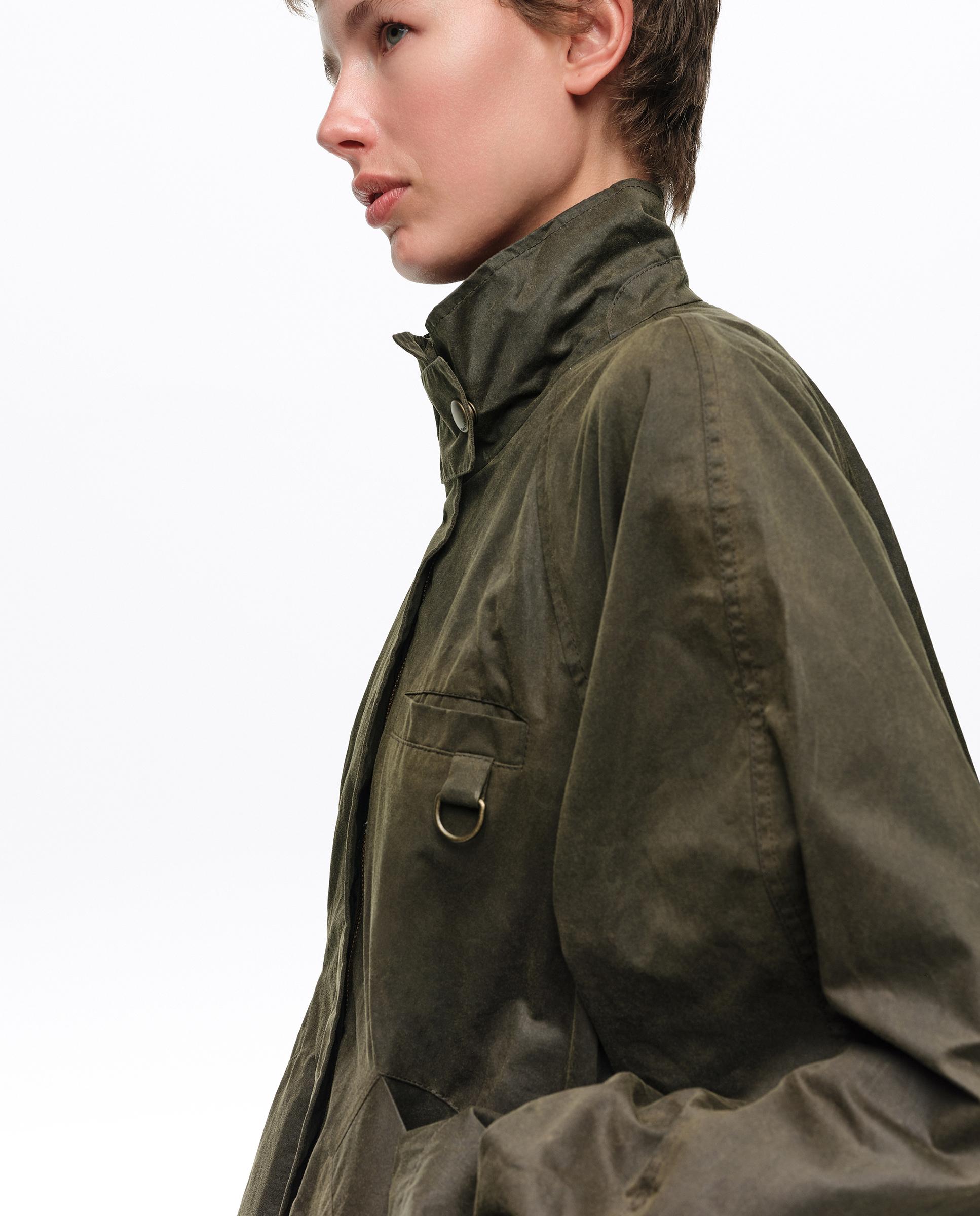Gabardina de mujer línea a encerada con cuello subido - Bimba y Lola - Kaki Kaki-3