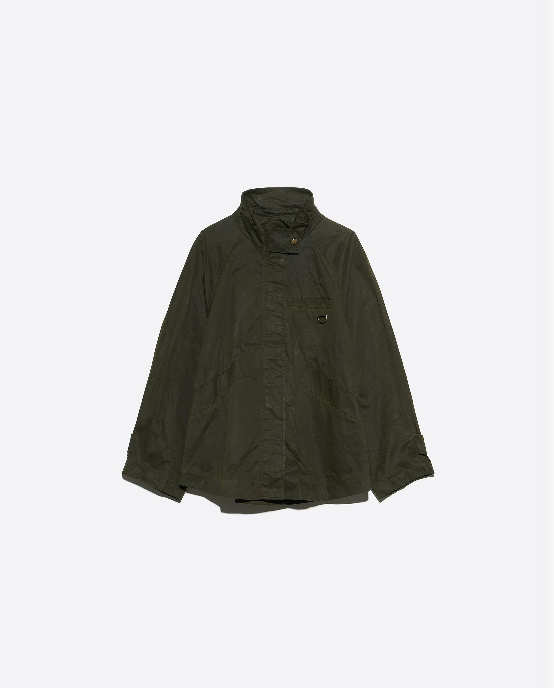 Gabardina de mujer línea a encerada con cuello subido - Bimba y Lola - Kaki Kaki-7