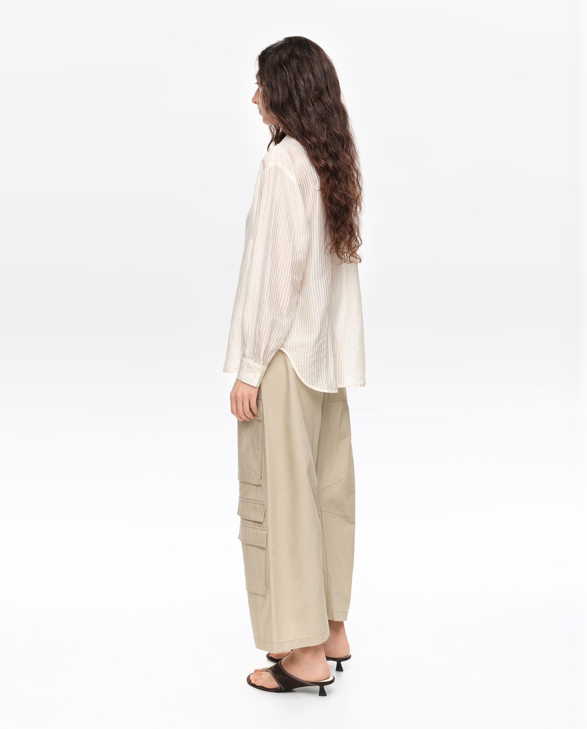 Camisa de mujer recta rayas - Bimba y Lola - Marfil Marfil-4