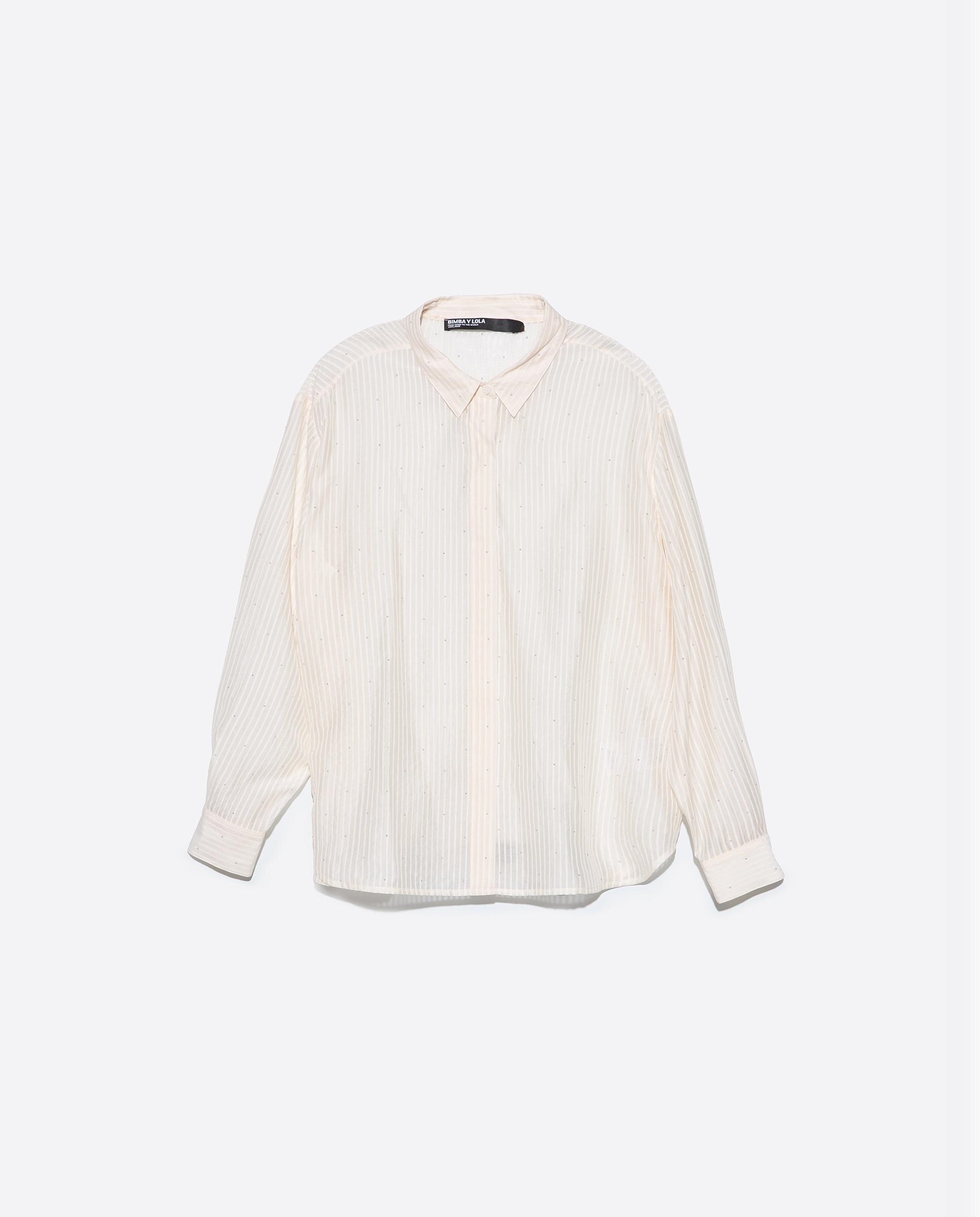 Camisa de mujer recta rayas - Bimba y Lola - Marfil Marfil-6