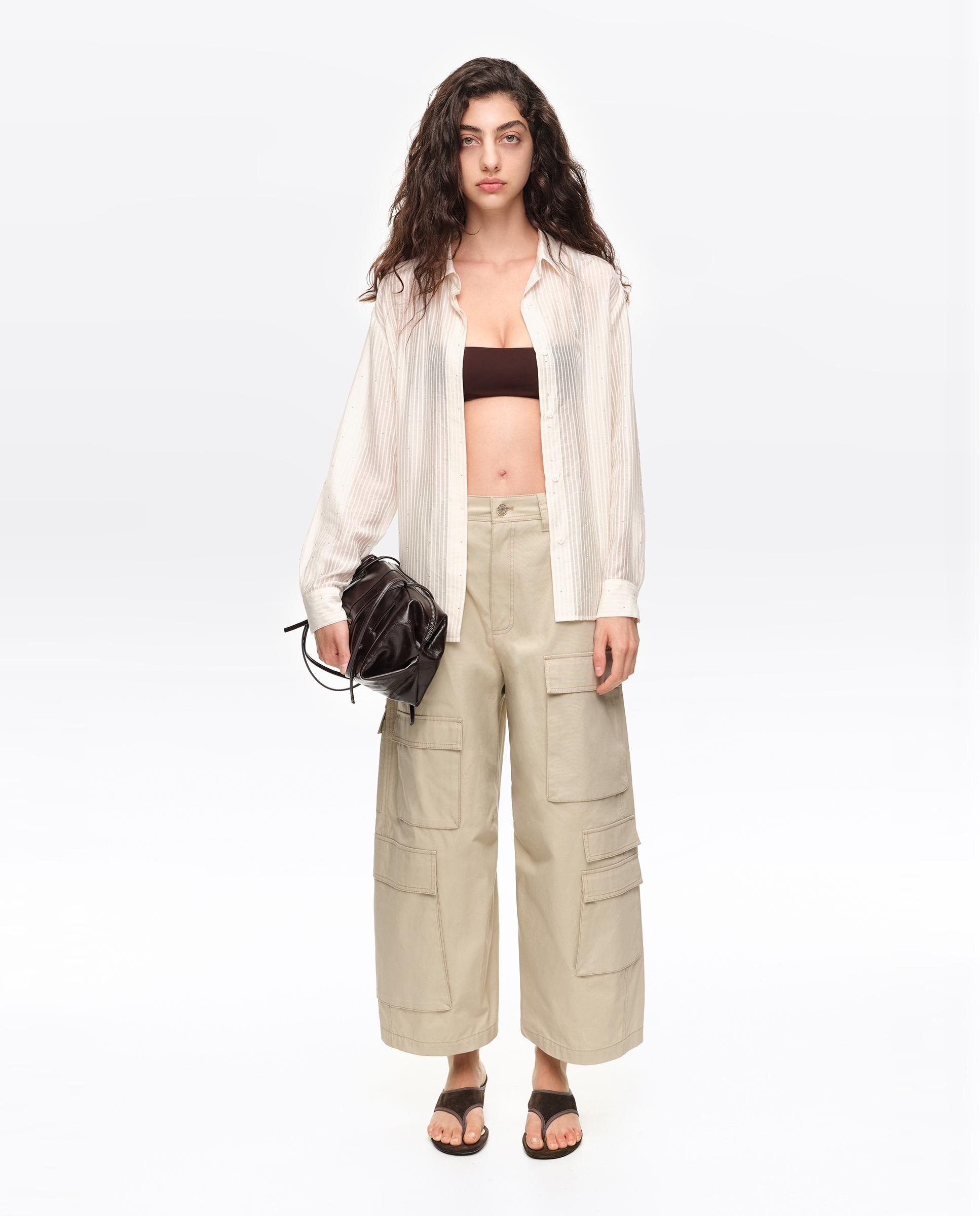 Camisa de mujer recta rayas - Bimba y Lola - Marfil Marfil-5