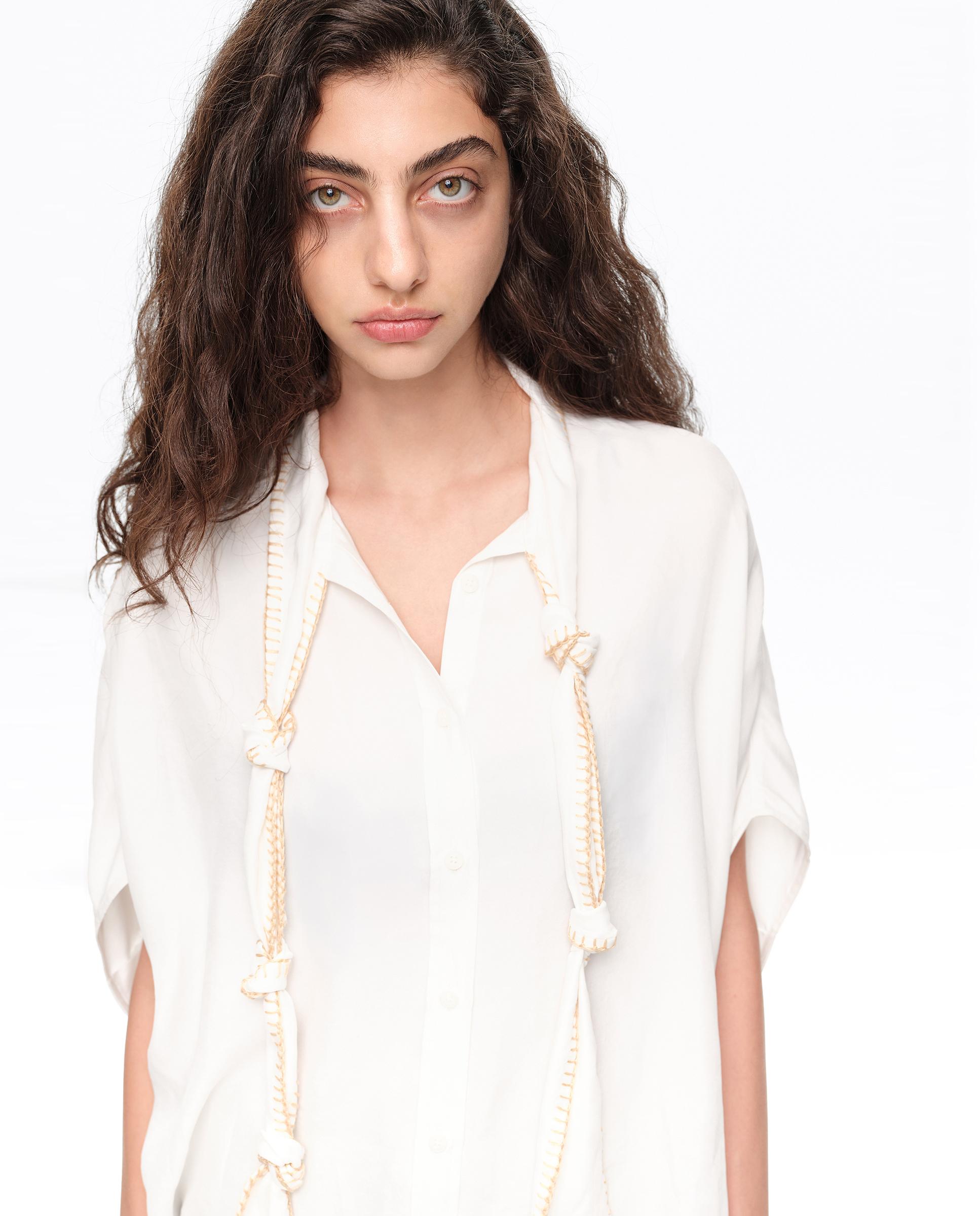 Camisa de mujer capa escote nudos - Bimba y Lola - Blanco Blanco-2